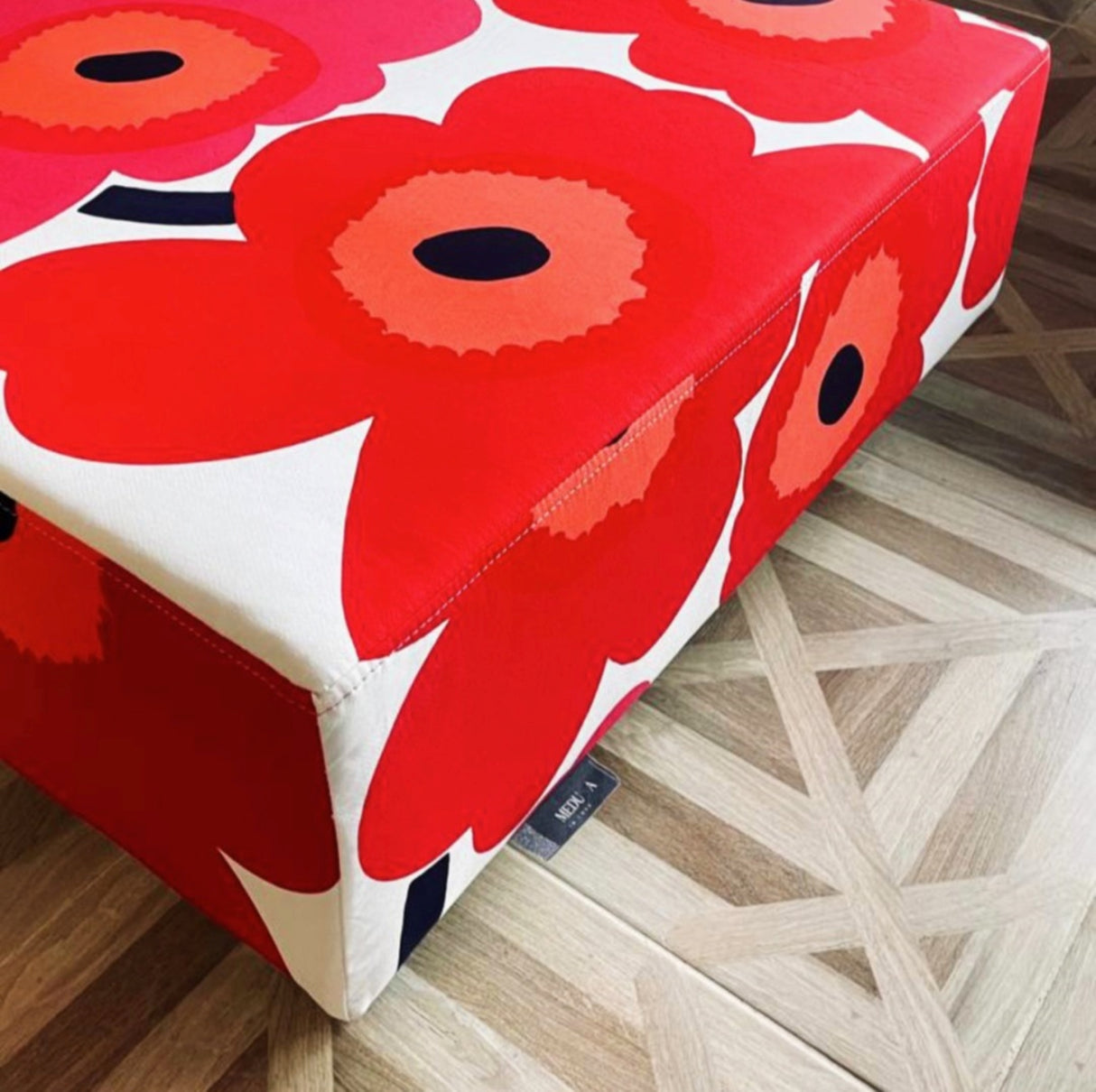 Bloom-Pop Maxi Coffee Table - Handmade Coffee Table with Marimekko Fabric Floral Pattern