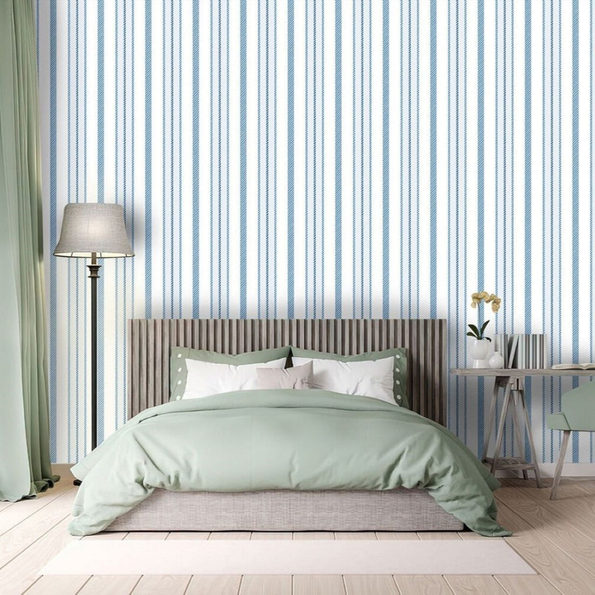 Vintage Blue Stripes Wallpaper – Classic Linear Pattern for Soft & Modern Interiors