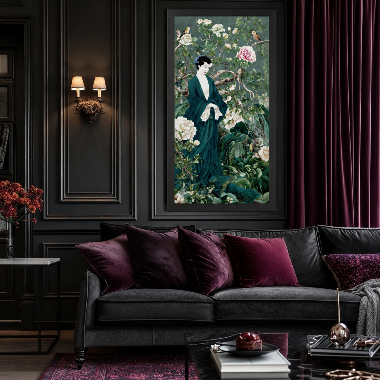 Celadon Garden Cracked - Luxury Frameless Printed Wallpaper Art Panel