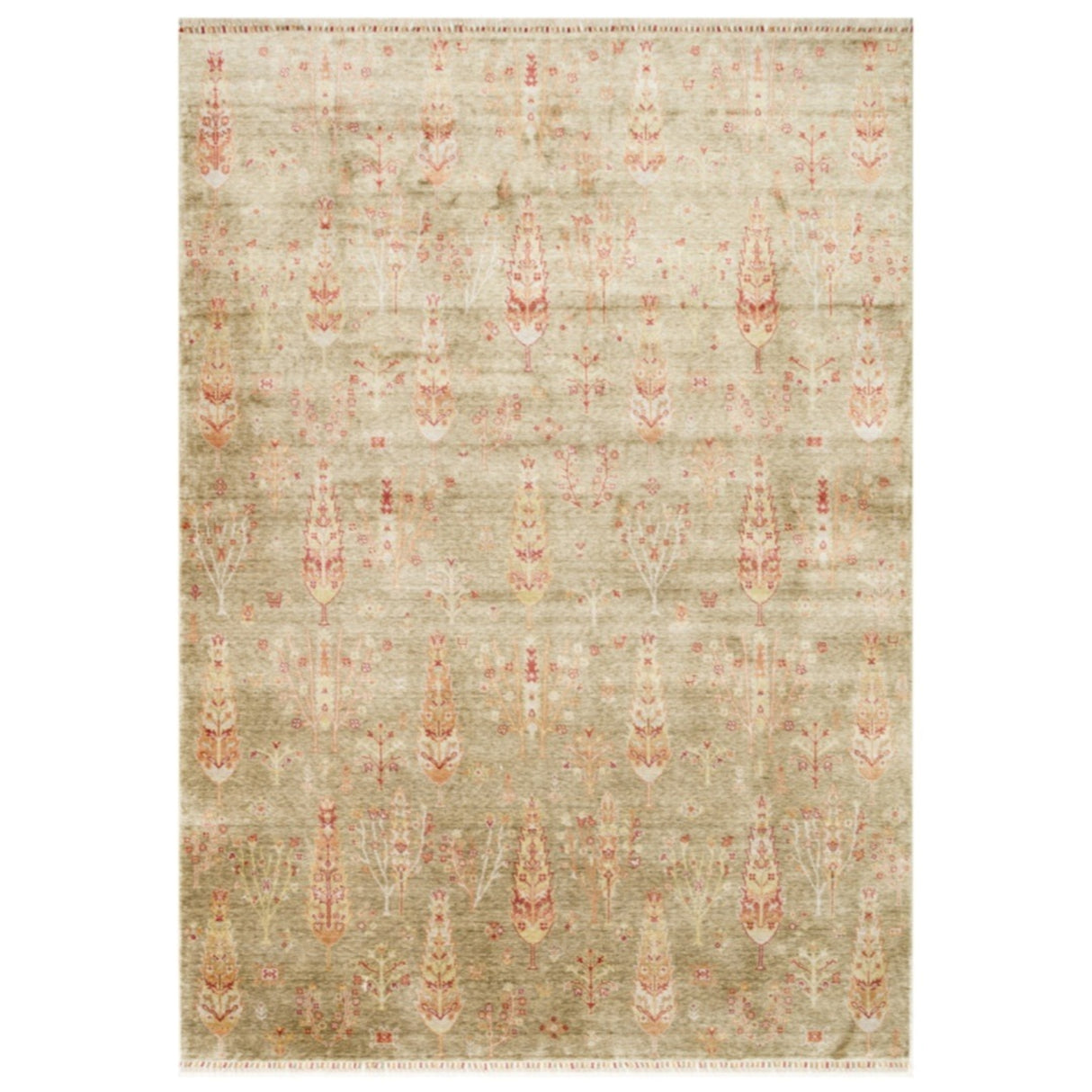 ZARA ZR 08 Green Autumn Artisan Tencel Rug | Hand-Loomed, Non-Shedding & Easy-Clean