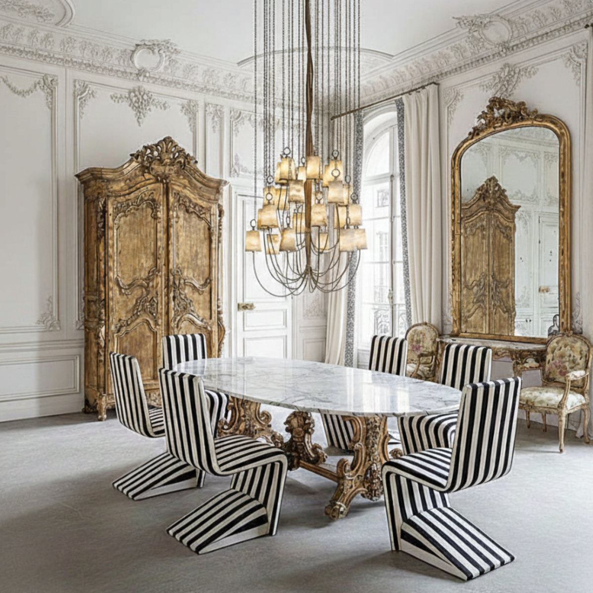 Rada – White Drapery Curtain With Luxury Silver Faux-Leather Border – For Modern & Refined Interiors