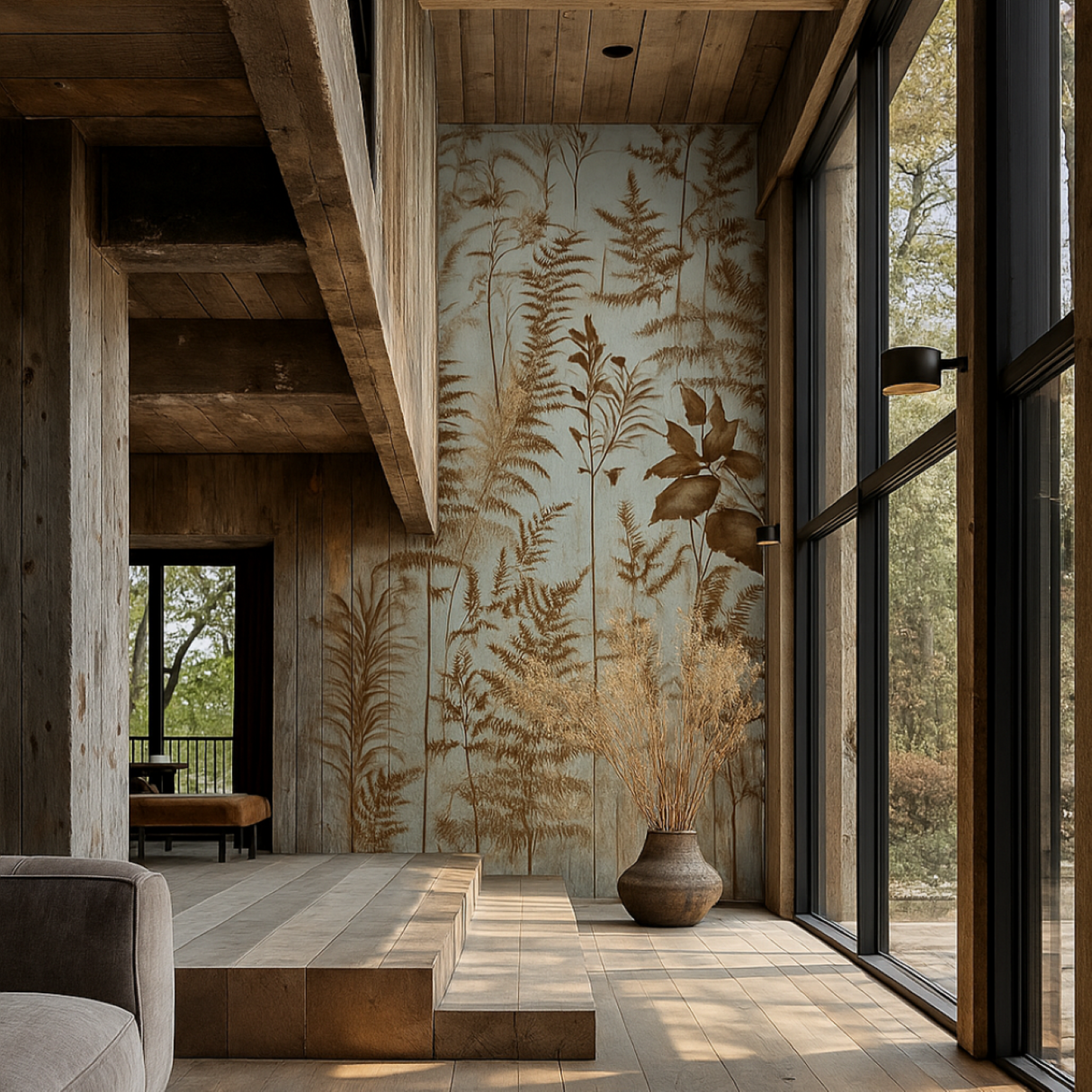 Rust Botanical Fern Wallpaper – Nature-Inspired Elegance for Modern Interiors