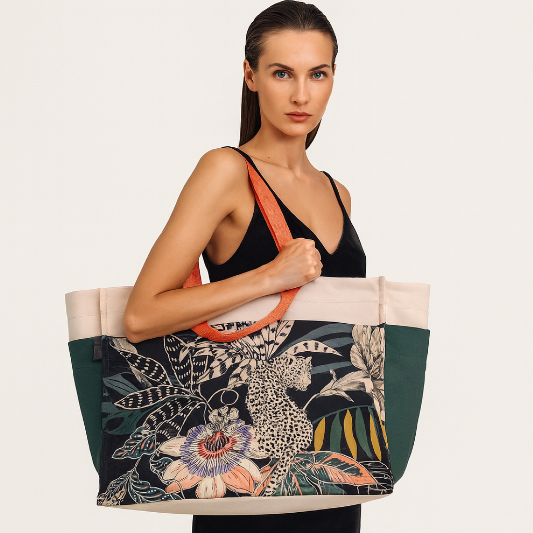 Bolso de mano Whispering Tiger: bolso de poliéster resistente al agua con estampado de arte exótico y dos asas para una elegancia exótica y moderna.