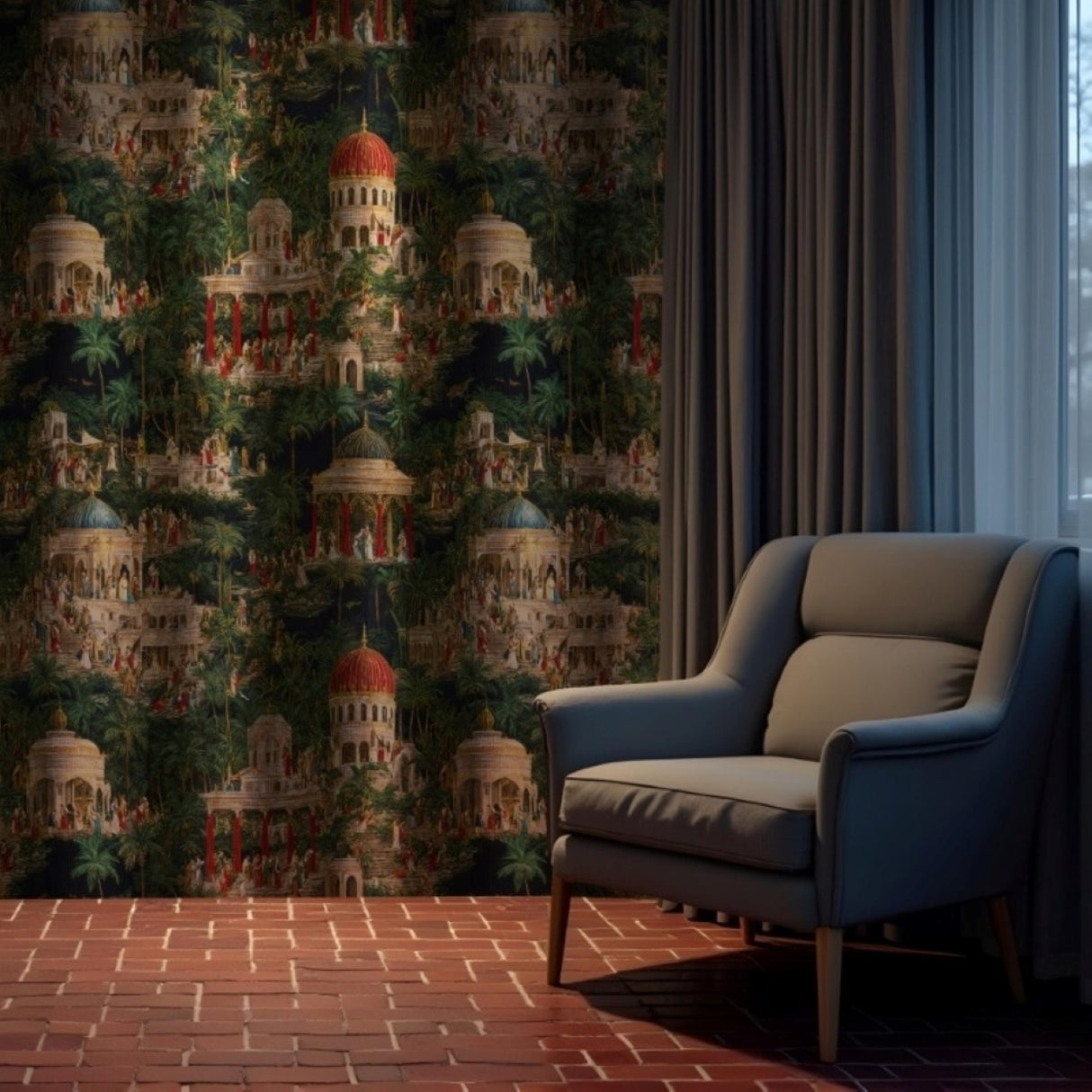 Oriental Dome Mural Wallpaper – Available In Printed And Embossed Versions For Classic Interiors