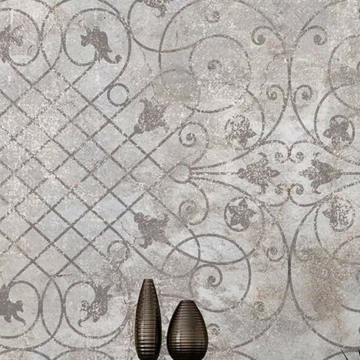 Gray Vintage Ethnic Pattern Wallpaper – Artistic Bohemian Wall Décor for Warm, Timeless Interiors