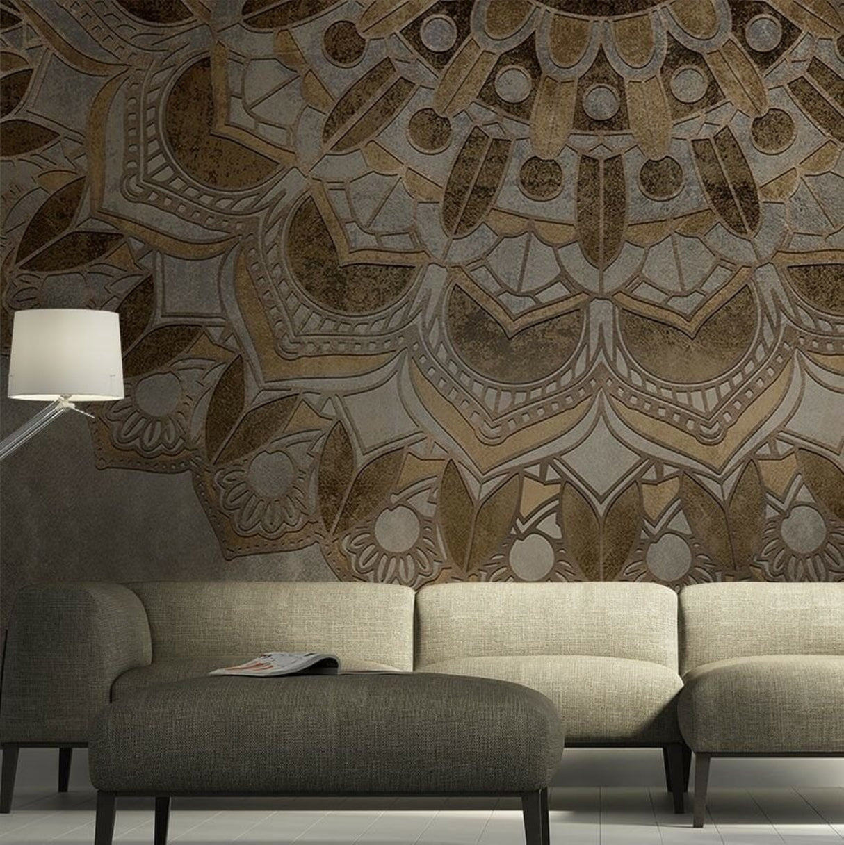 Amara Mandala Wallpaper – Elegant Contemporary Geometric Wall Décor