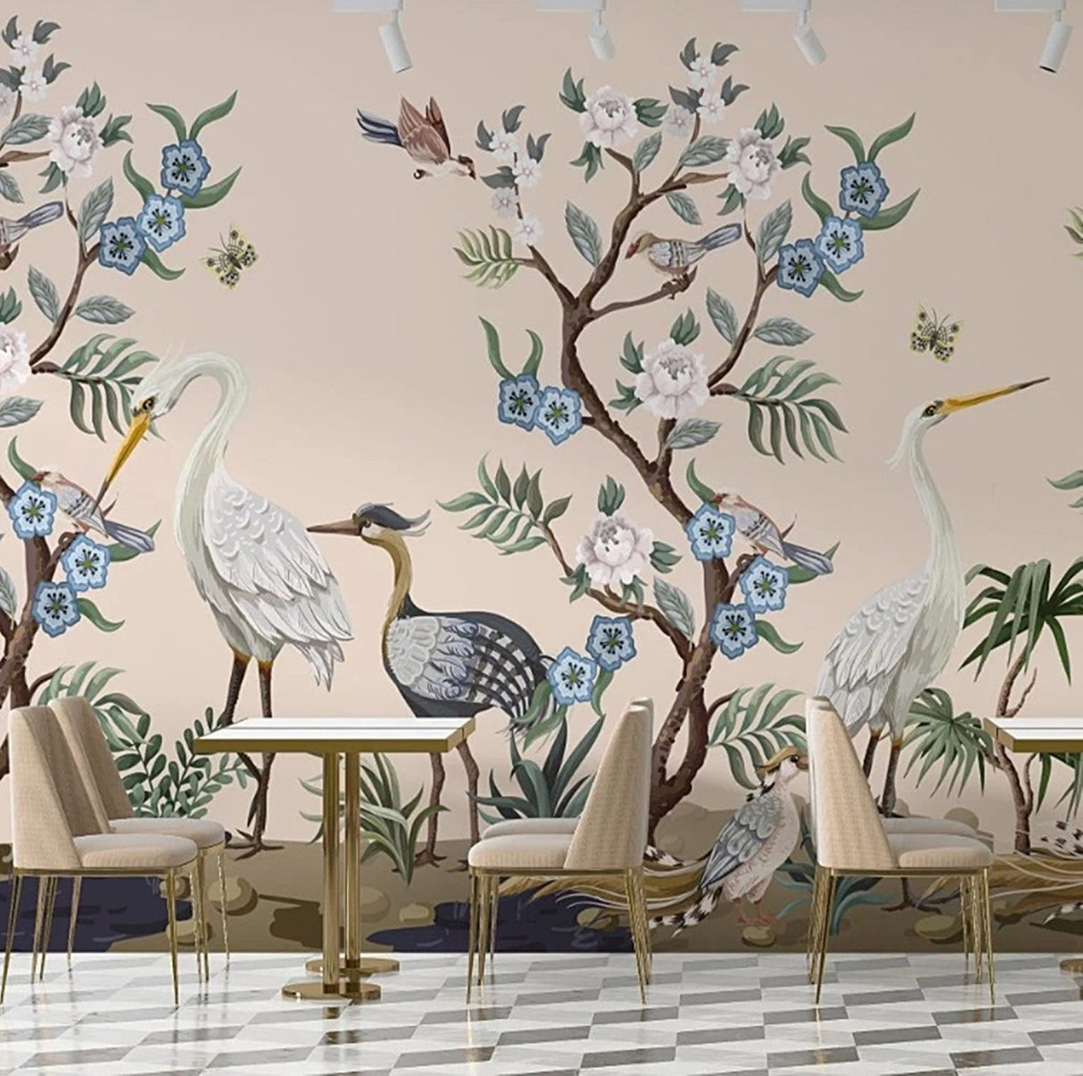 Cranes & Storks Wallpaper – Available in Printed and Embossed Versions for Elegant, Nature - Inspired Interiors