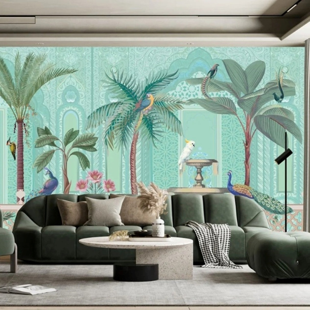 Exotic Birds In The Palace Garden Wallpaper – Oriental Mural For Elegant Interiors