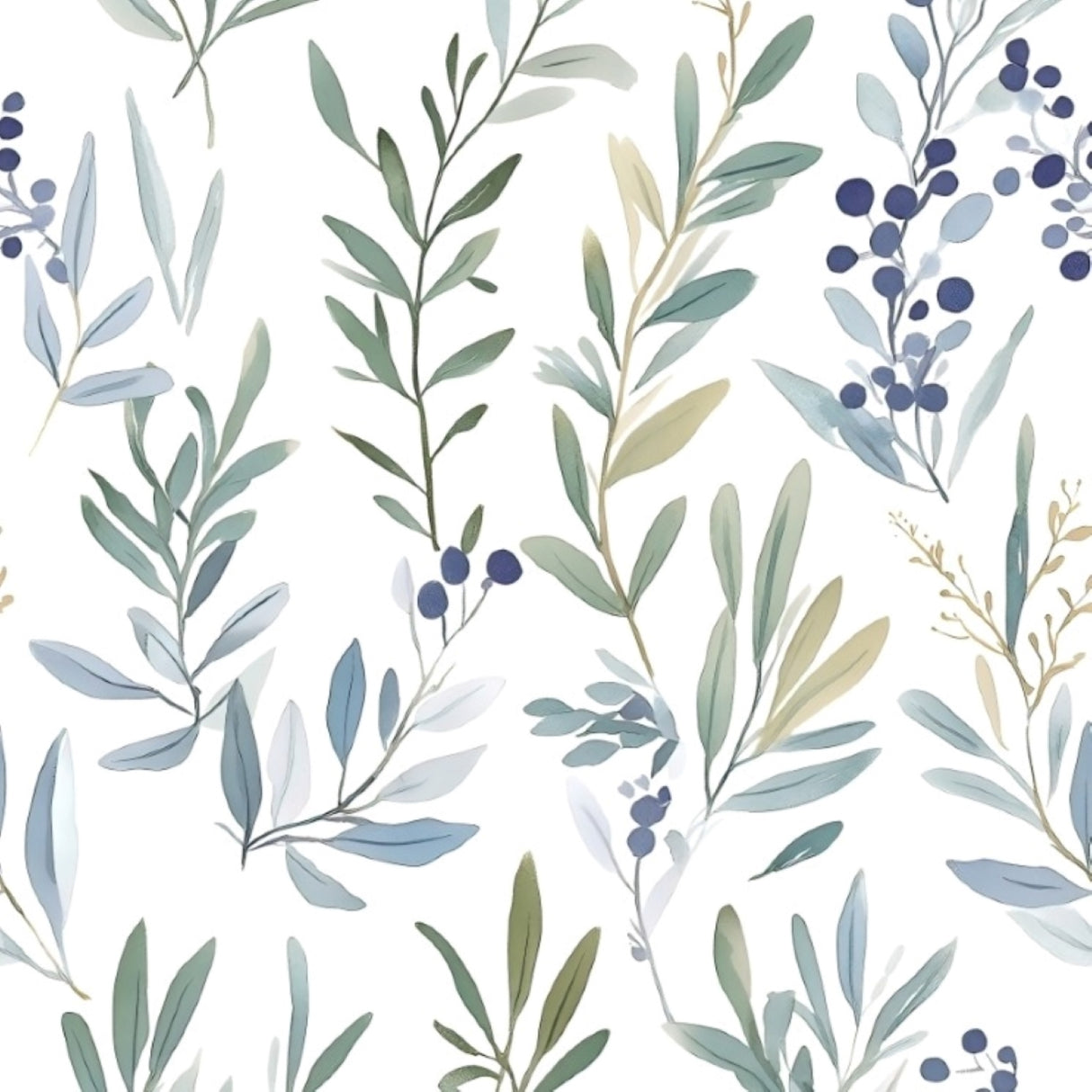 Olive Grove Harmony I Wallpaper – Soft Botanical Elegance for Serene Interiors