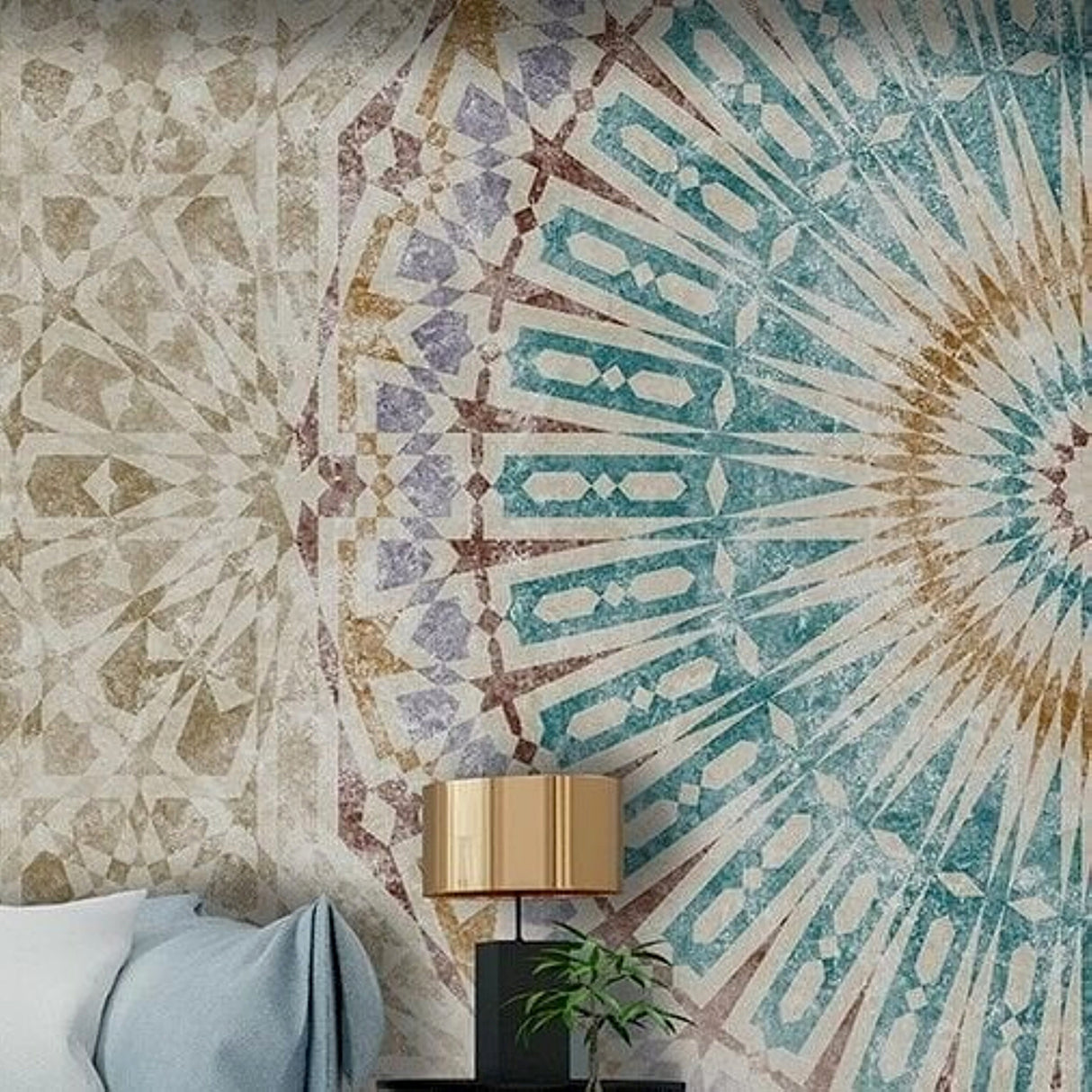 Prana Mandala Pattern Wallpaper – Elegant Contemporary Geometric Wall Décor