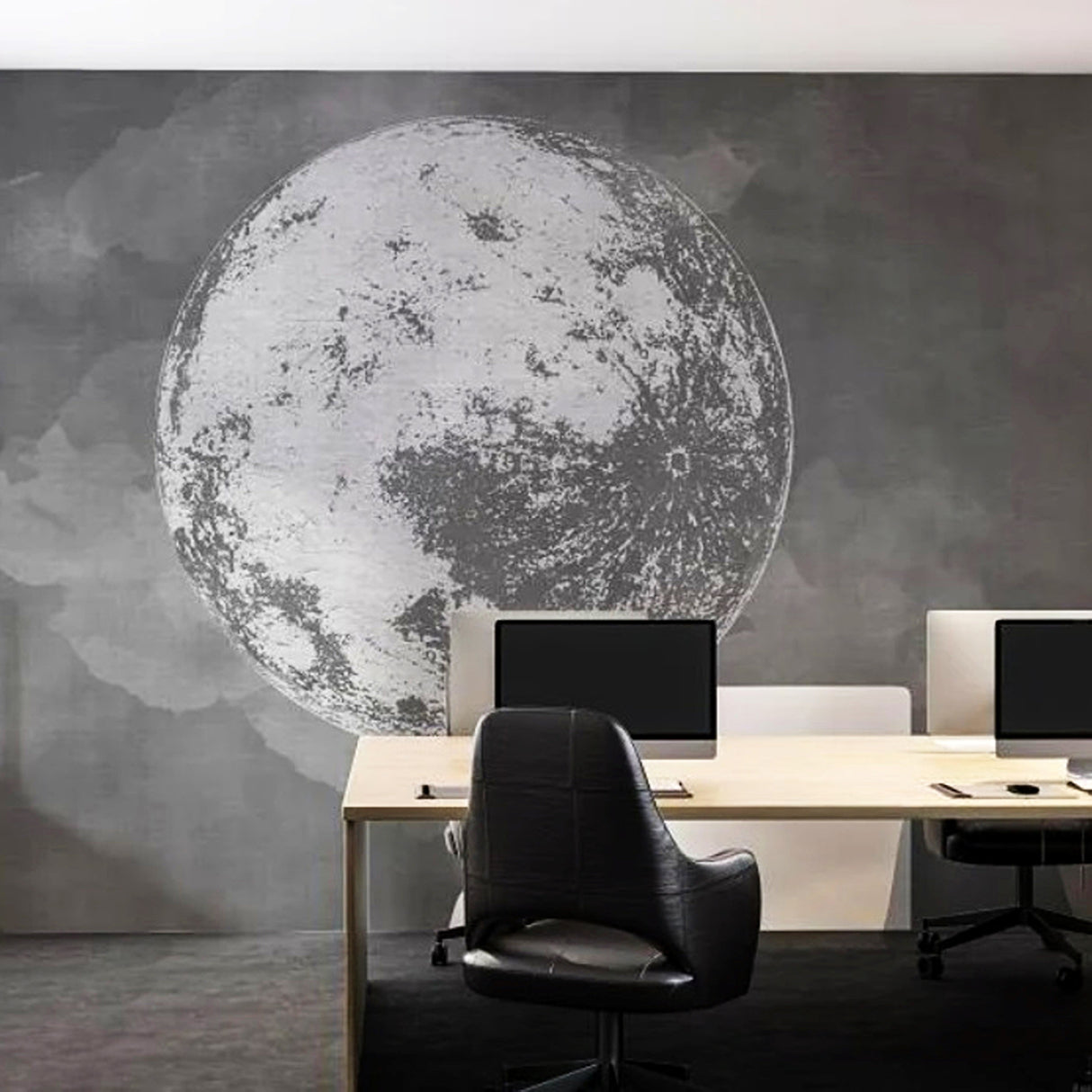 Dark Space Earth Wallpaper – Anthracite Planet-Inspired Contemporary Wall Décor