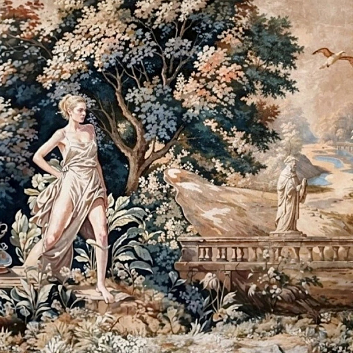 Papel pintado mural sinfonía pastoral: disponible en versiones impresas y en relieve para interiores elegantes.