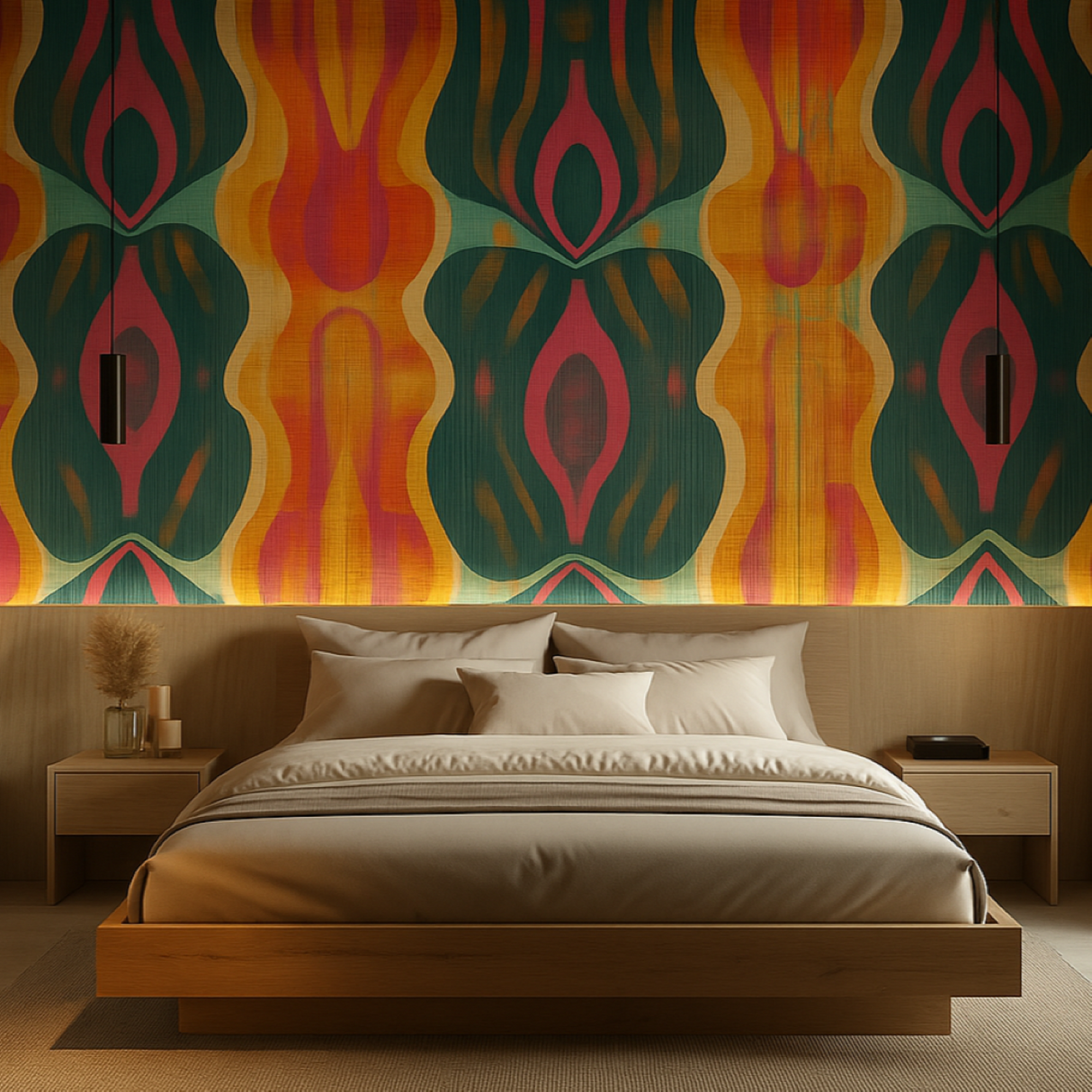 Vivid Retro Waves Wallpaper – Bold Mid-Century Energy for Contemporary Interiors