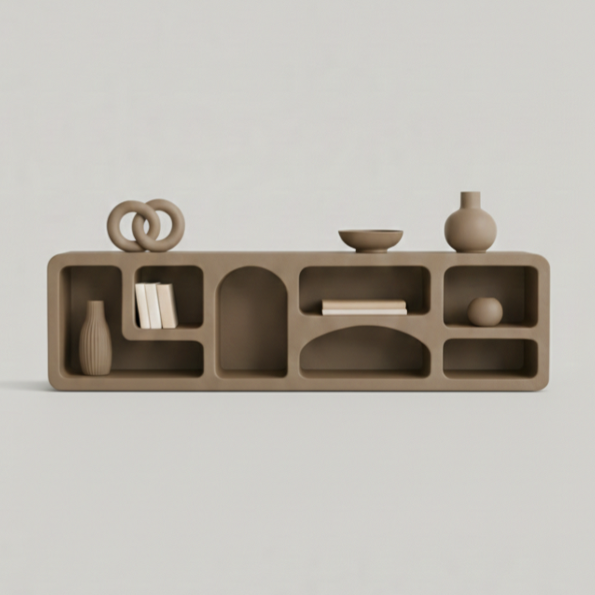 Casper Floor Display Unit – Wabi-Sabi Inspired Sculptural Shelving with Organic Form and Natural Texture