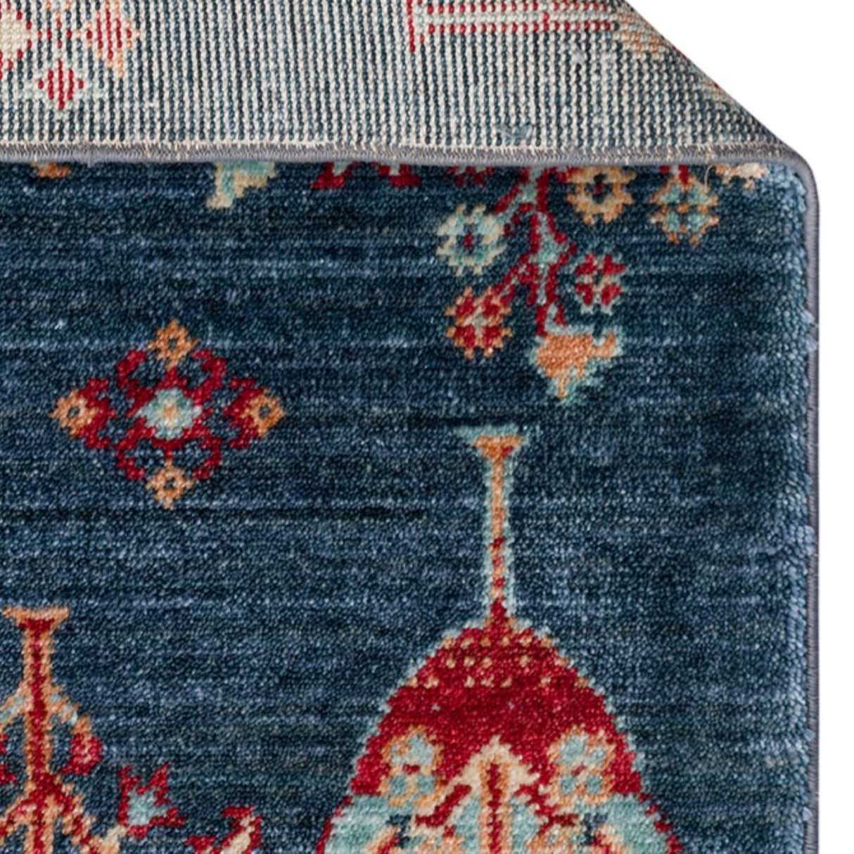 ZARA ZR 08 Navy Turquoise Artisan Tencel Rug | Hand-Loomed, Non-Shedding & Easy-Clean