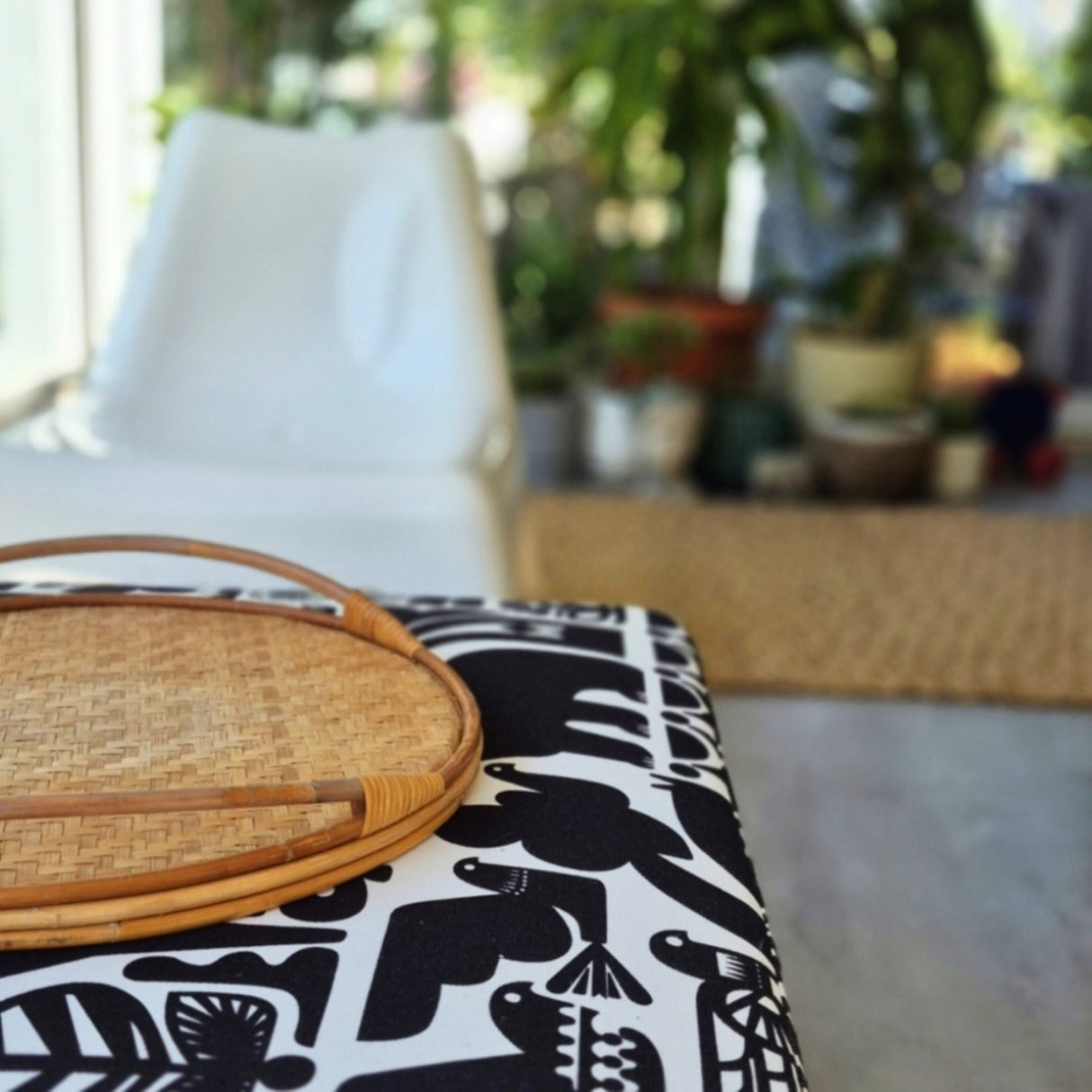 Safari Coffee Table - Handmade Coffee Table with Marimekko Fabric Animal Pattern