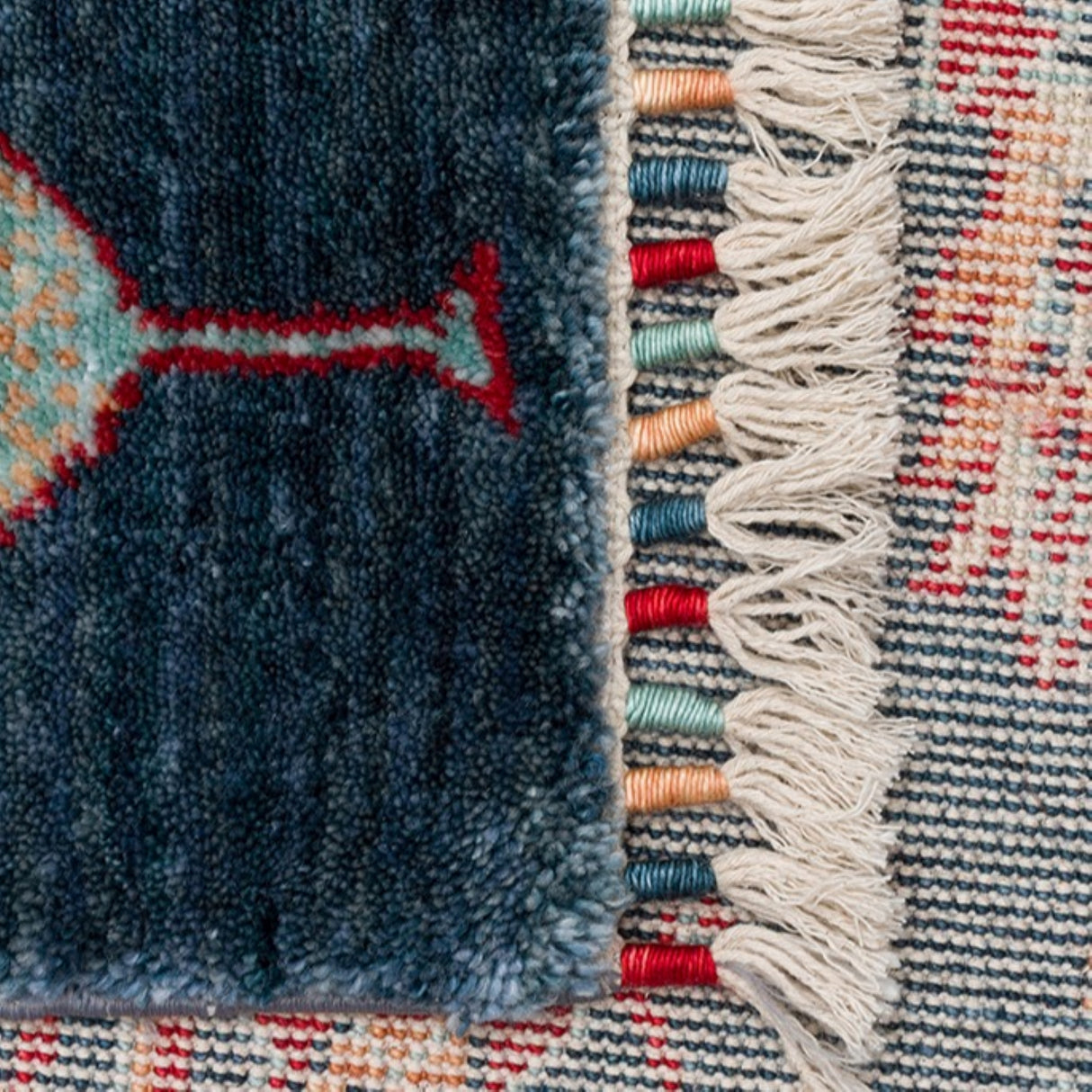 ZARA ZR 08 Navy Turquoise Artisan Tencel Rug | Hand-Loomed, Non-Shedding & Easy-Clean