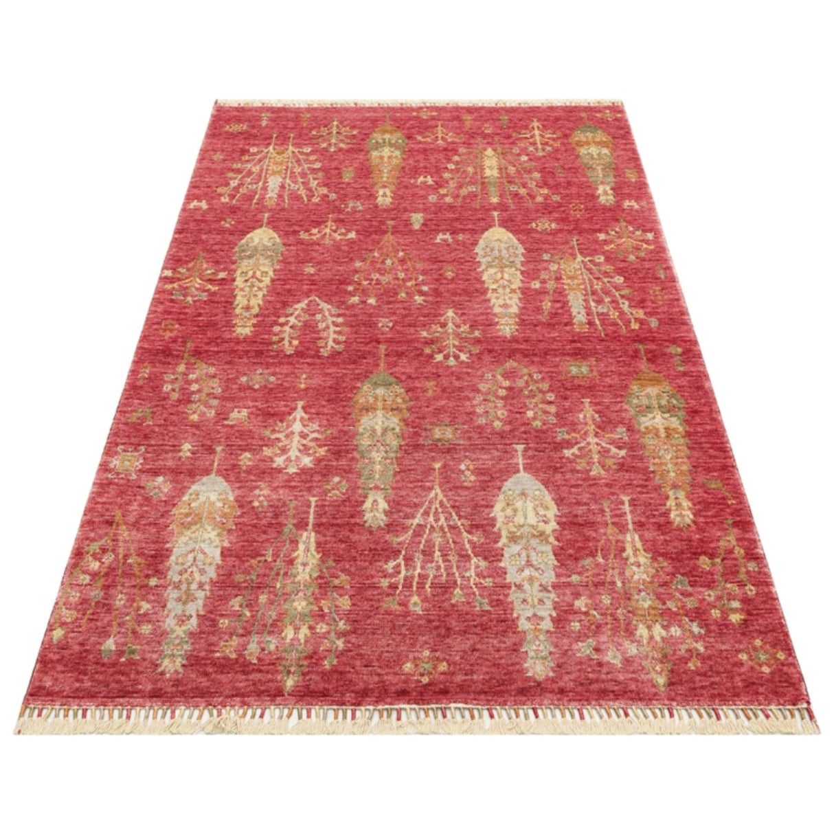ZARA ZR 08 Red Autumn Artisan Tencel Rug | Hand-Loomed, Non-Shedding & Easy-Clean