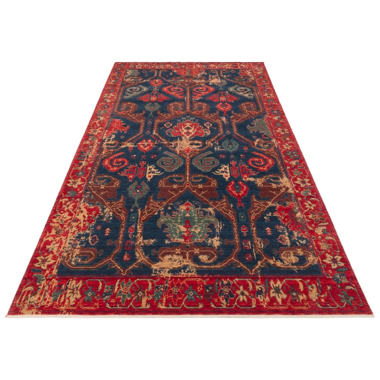 KADIM KDM 05 Red Vintage - Anatolian Motif Artisan New Zealand Wool Rug | Hand-Loomed, Non-Shedding & Easy-Clean