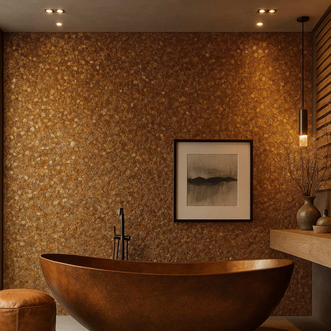 MDS006-PMC5002 - Luxury Mica Flake Glittering Copper Wallpaper - Natural Elegance for Walls