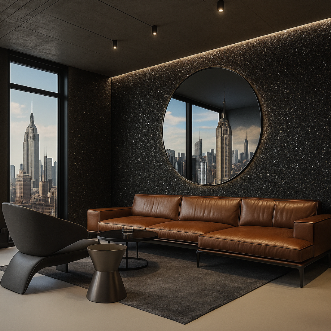 MDS007-PMC5004 - Luxury Mica Flake Glittering Black Wallpaper - Natural Elegance for Walls