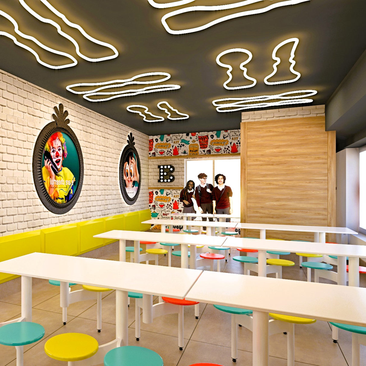 Private Middle School Dining Hall Concept Design & Fit-Out Works in multiple cities - Vibrant & Functional Dining Spaces