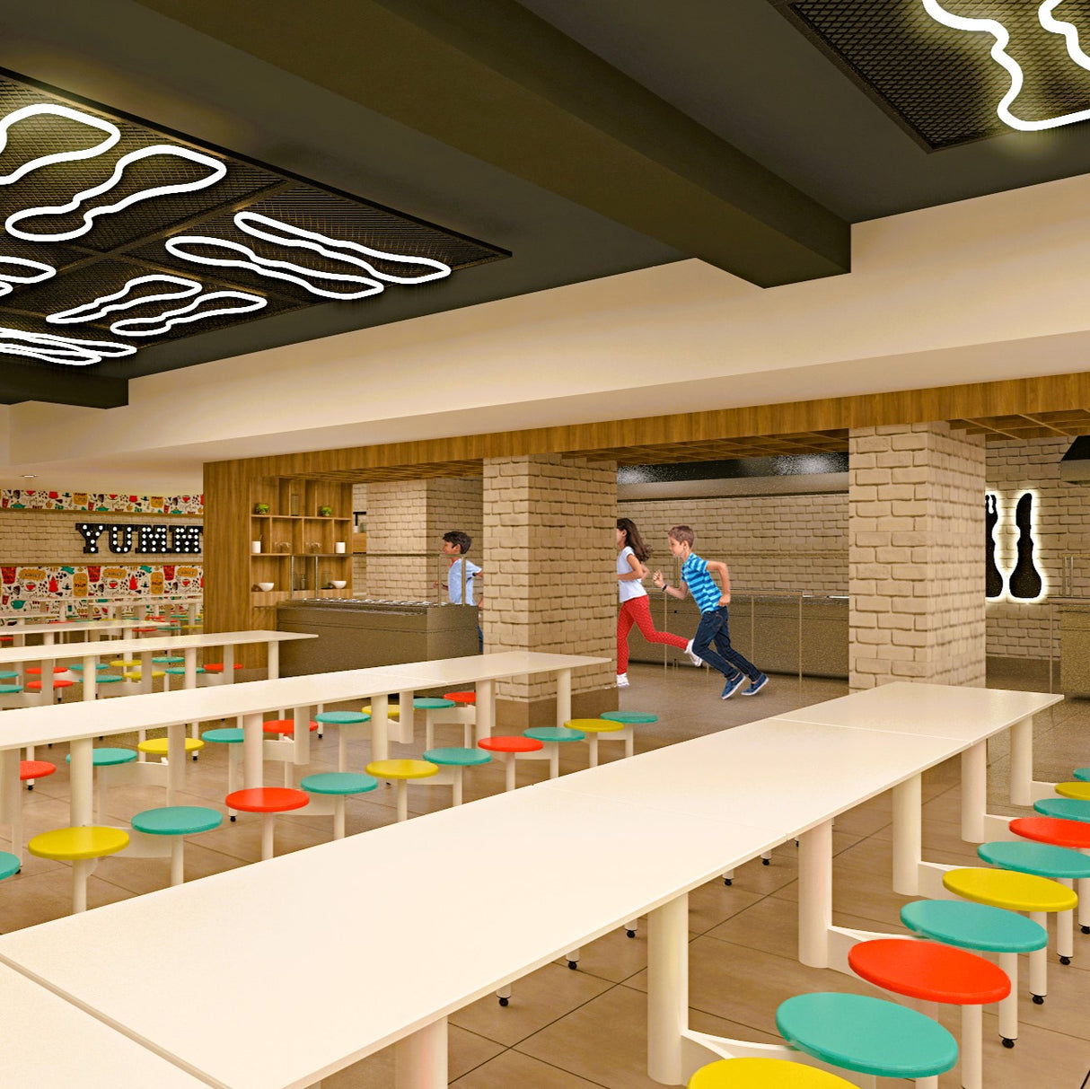 Private Middle School Dining Hall Concept Design & Fit-Out Works in multiple cities - Vibrant & Functional Dining Spaces