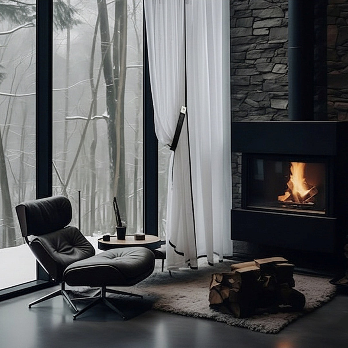 Sarum – Cortina blanca transparente con ribete negro refinado – Para interiores minimalistas y sofisticados