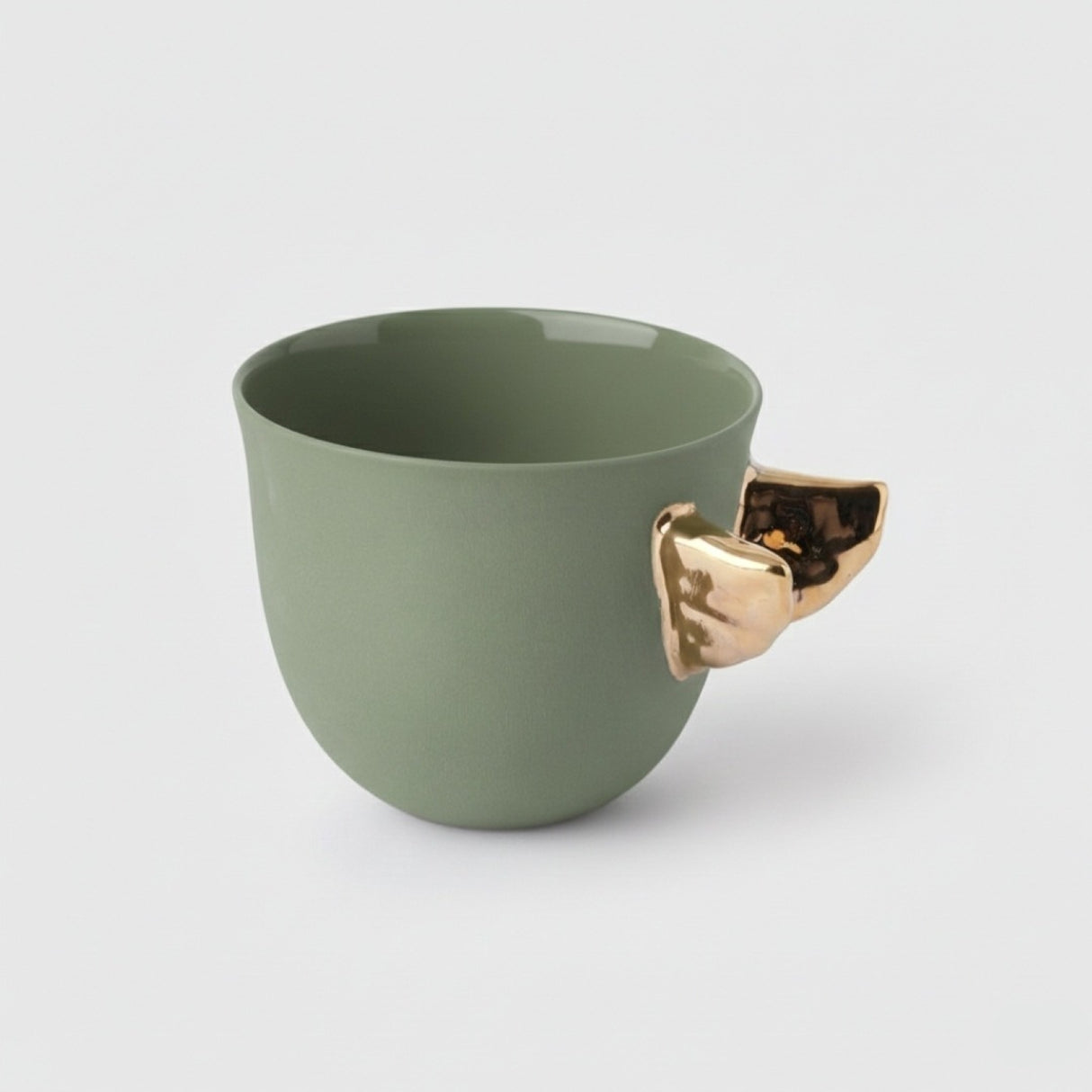 Volans Cup Green, 220 ml – Elegant Coffee Cup with 24K Gold Details for Stylish Homes