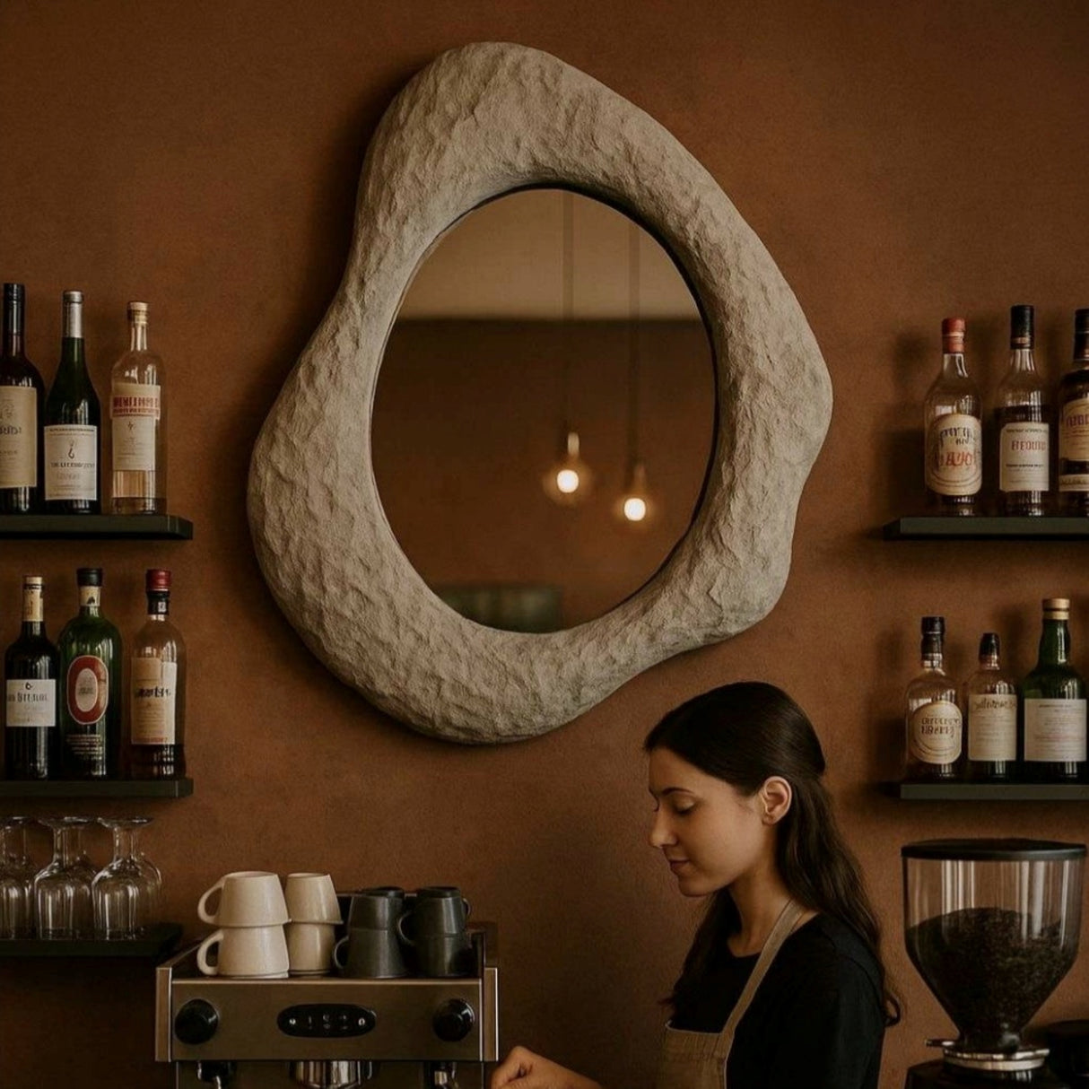 Tiva Mirror – Wabi-Sabi Inspired Sculptural Mirror with Organic Form and Natural Texture