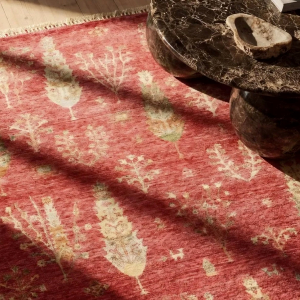 ZARA ZR 08 Red Autumn Artisan Tencel Rug | Hand-Loomed, Non-Shedding & Easy-Clean