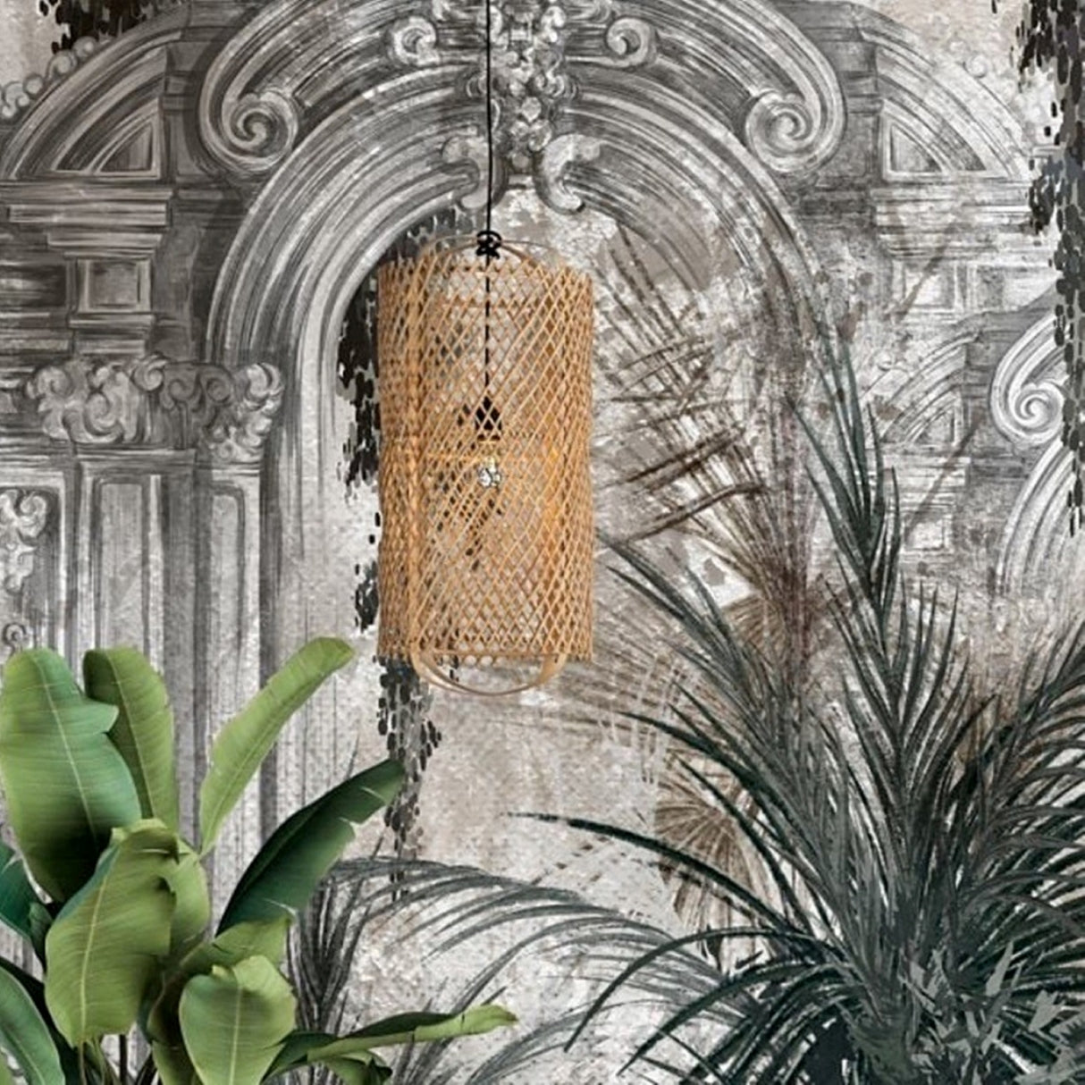 Antique Garden Arches Wallpaper – Botanical Mural with Watercolor Effect for Sophisticated Interiors