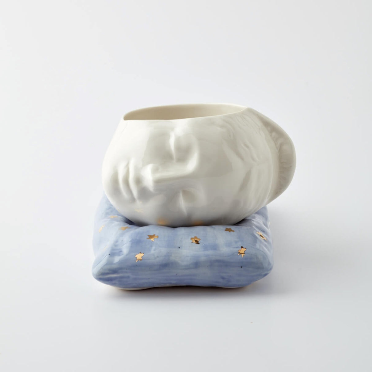 Sleeping Beauty Cup, 380ml & Pillow Set, Blue - Elegant Tableware With 24K Gold Details for Stylish Interiors