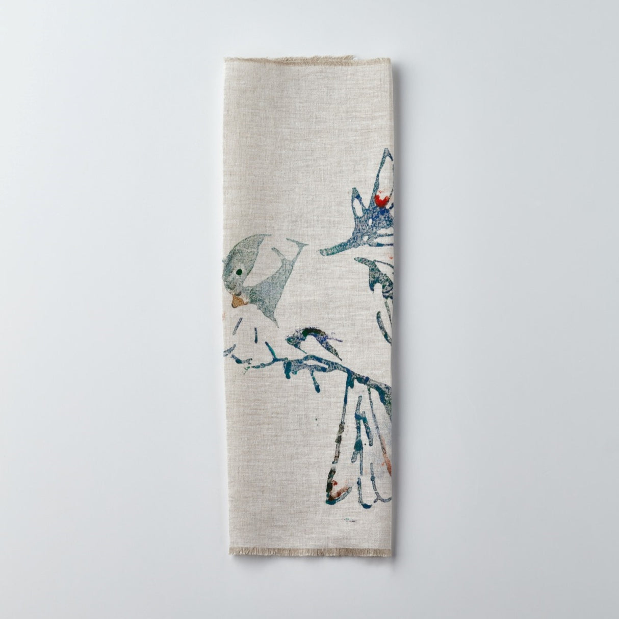 Enchanted Forest, Birds' Wings Hand Embroidered Linen Napkin Set Of Two – Elegant Table Linen Décor for Stylish Tables