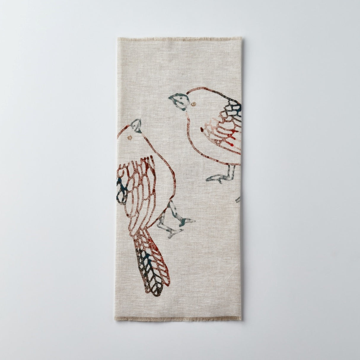 Enchanted Forest, Praying Birds Hand Embroidered Linen Napkin Set Of Two – Elegant Table Linen Décor for Stylish Tables