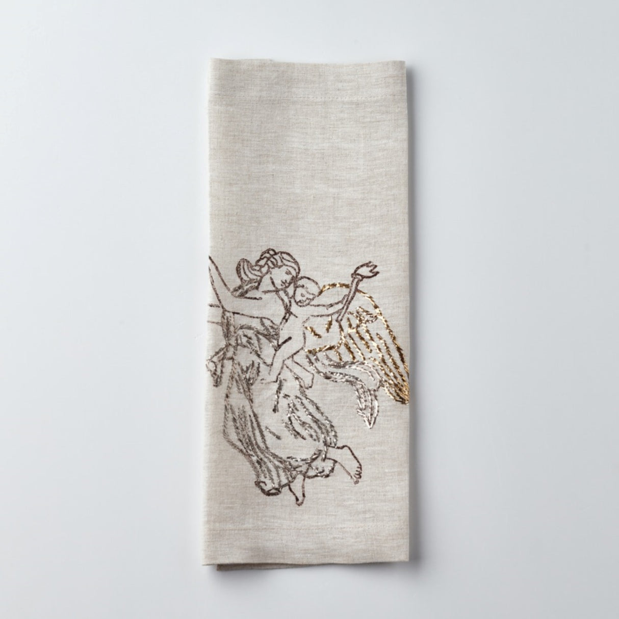 Relief "Mother" Hand Embroidered Linen Napkin Set Of Two – Elegant Table Linen Décor for Stylish Tables