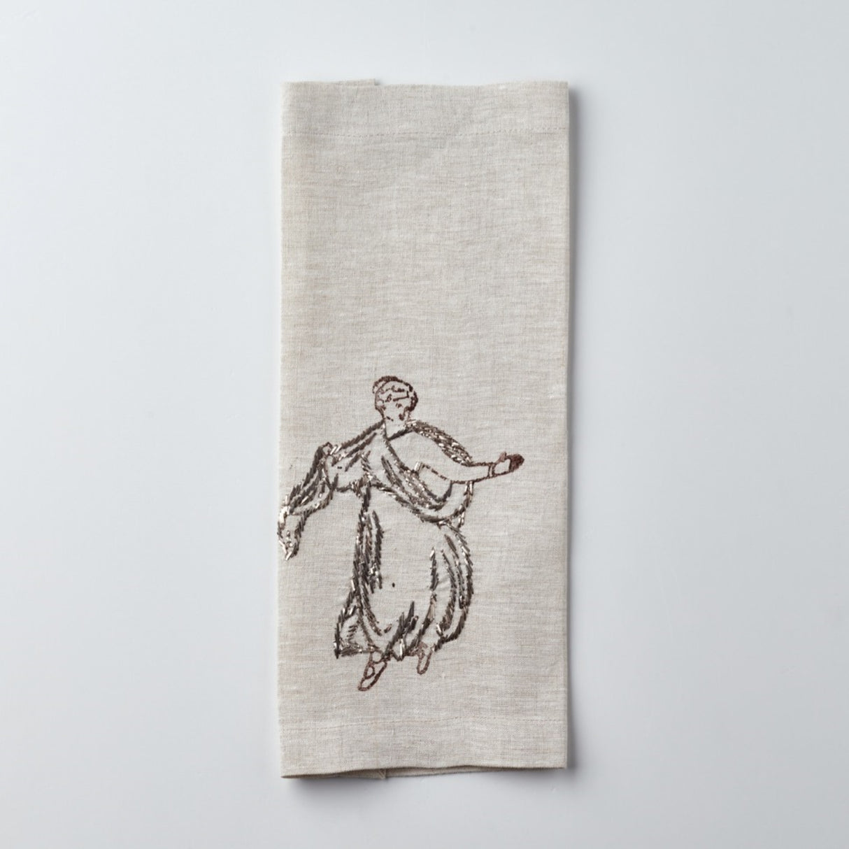 Relief "Dancer" Hand Embroidered Linen Napkin Set Of Two – Elegant Table Linen Décor for Stylish Tables