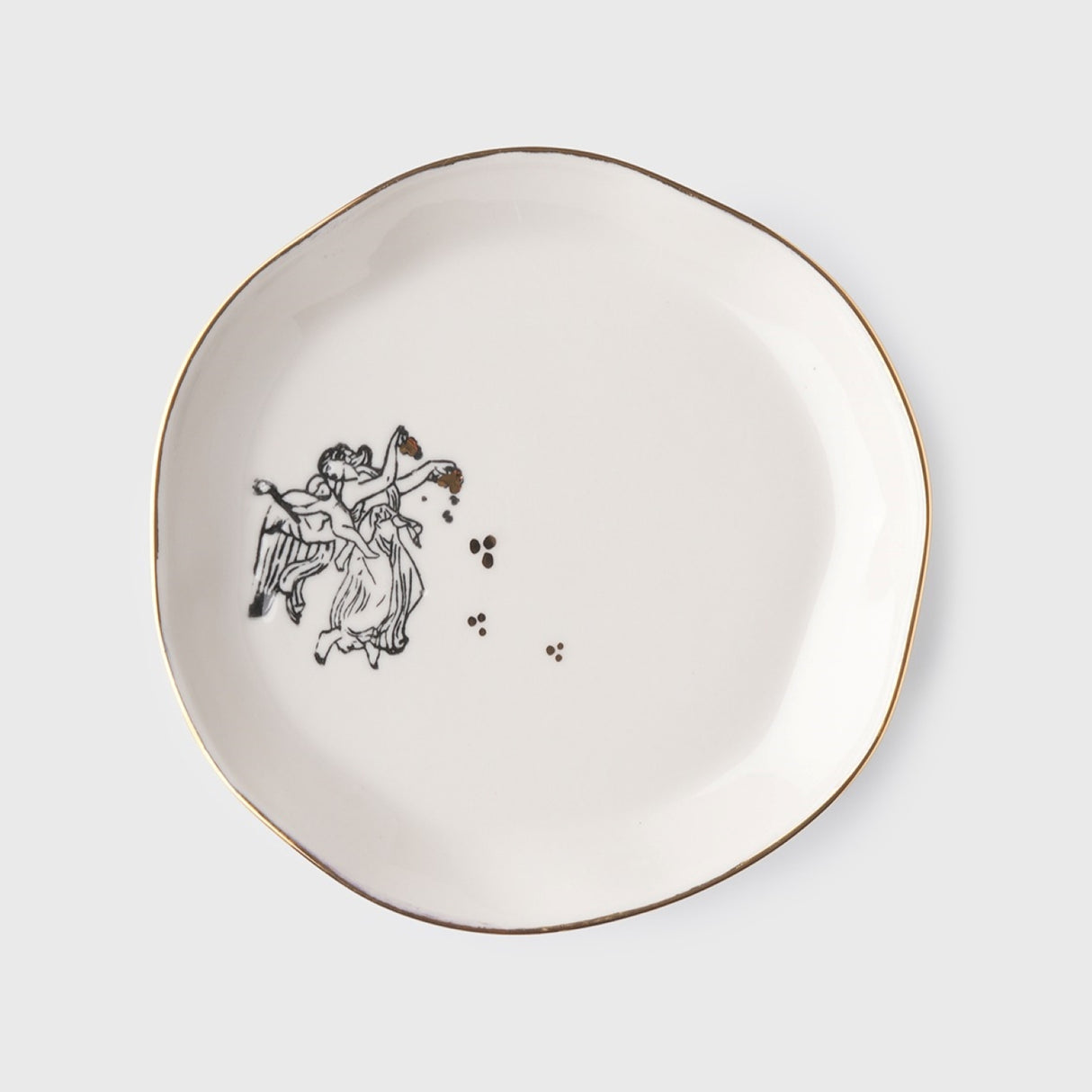 Juego de taza Volans y plato de porcelana "Ángel Madre" de Nuaj: elegante decoración para el hogar con detalles en oro de 24 quilates para interiores con estilo.