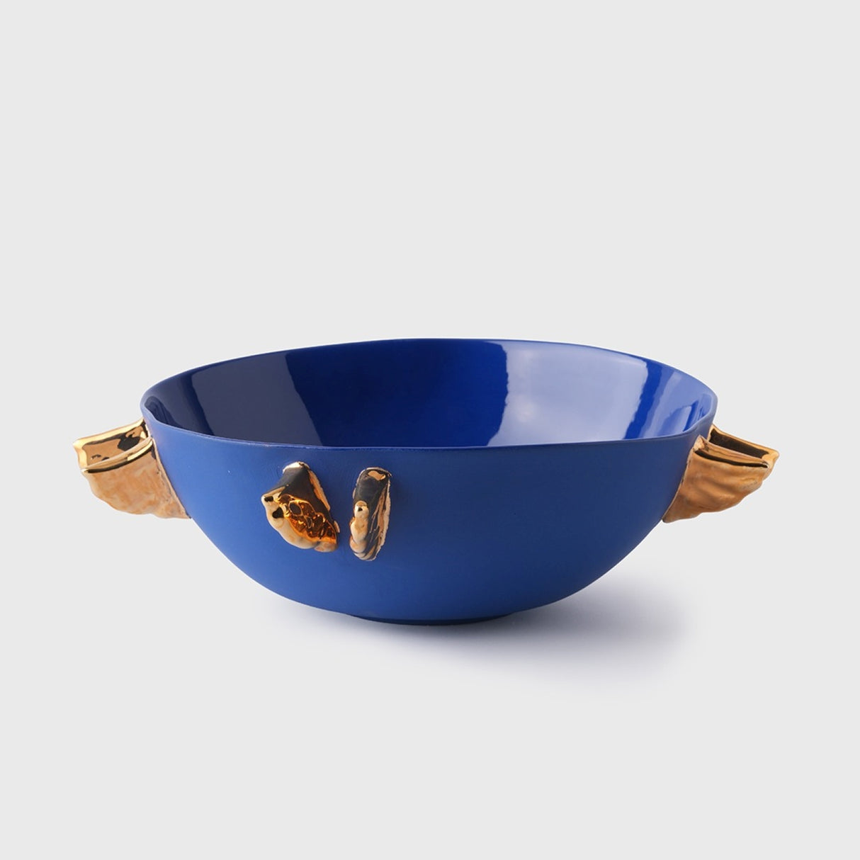 Volans Porcelain Bowl, Blue - Elegant Tableware With 24K Gold Details for Stylish Tables