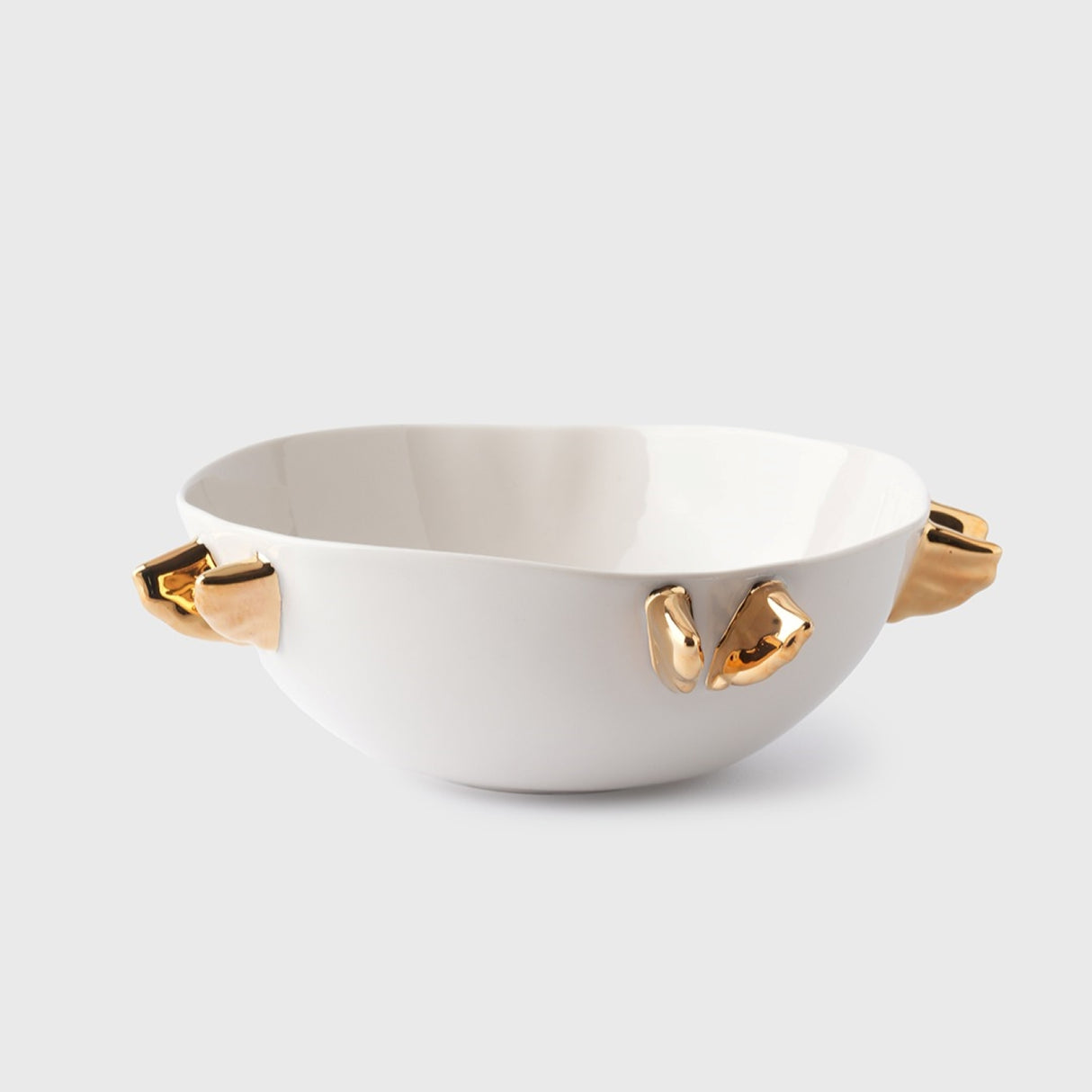 Volans Porcelain Bowl, White - Elegant Tableware With 24K Gold Details for Stylish Tables