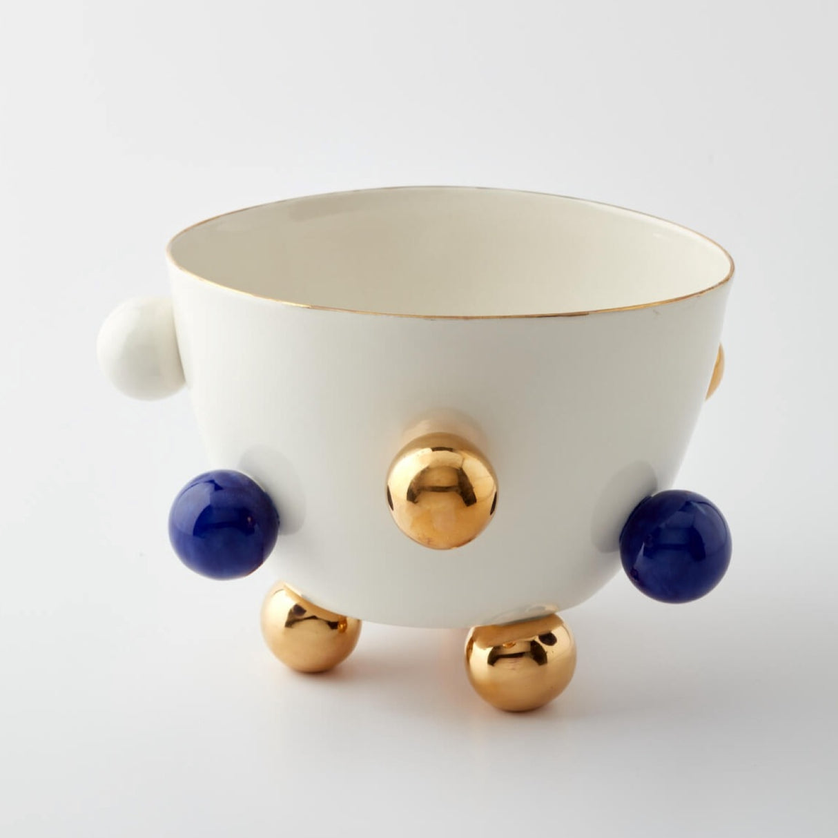 Cosmos Gold Bowl Blue, 2000 ml - Elegant Tableware With 24K Gold Details for Stylish Tables