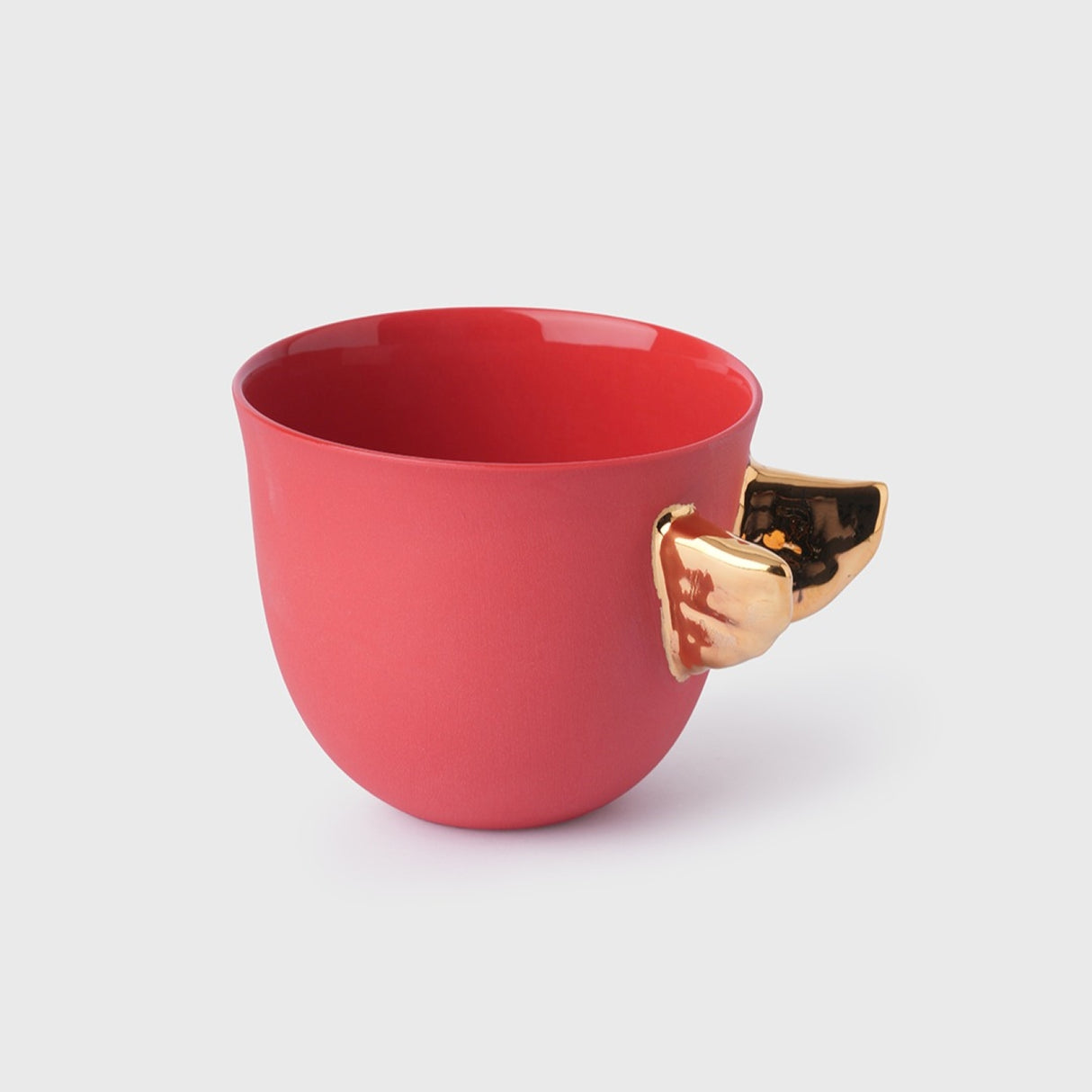 Volans Cup Red, 220 ml – Elegant Coffee Cup with 24K Gold Details for Stylish Homes