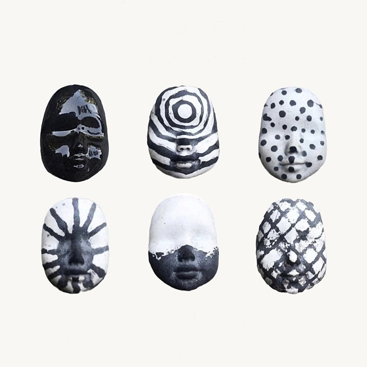 6 Piece Face Mask Set - Handmade Clay Face Mask Set – Unique Artistic Accessory