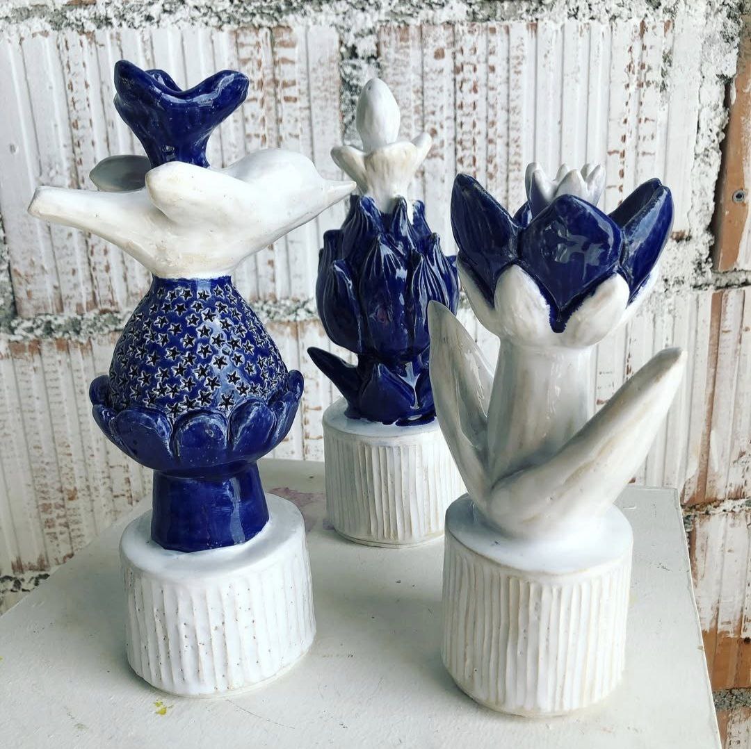 3 Piece Paradise Garden Set - Handmade Ceramic Sculptures – Contemporary Artistic Design