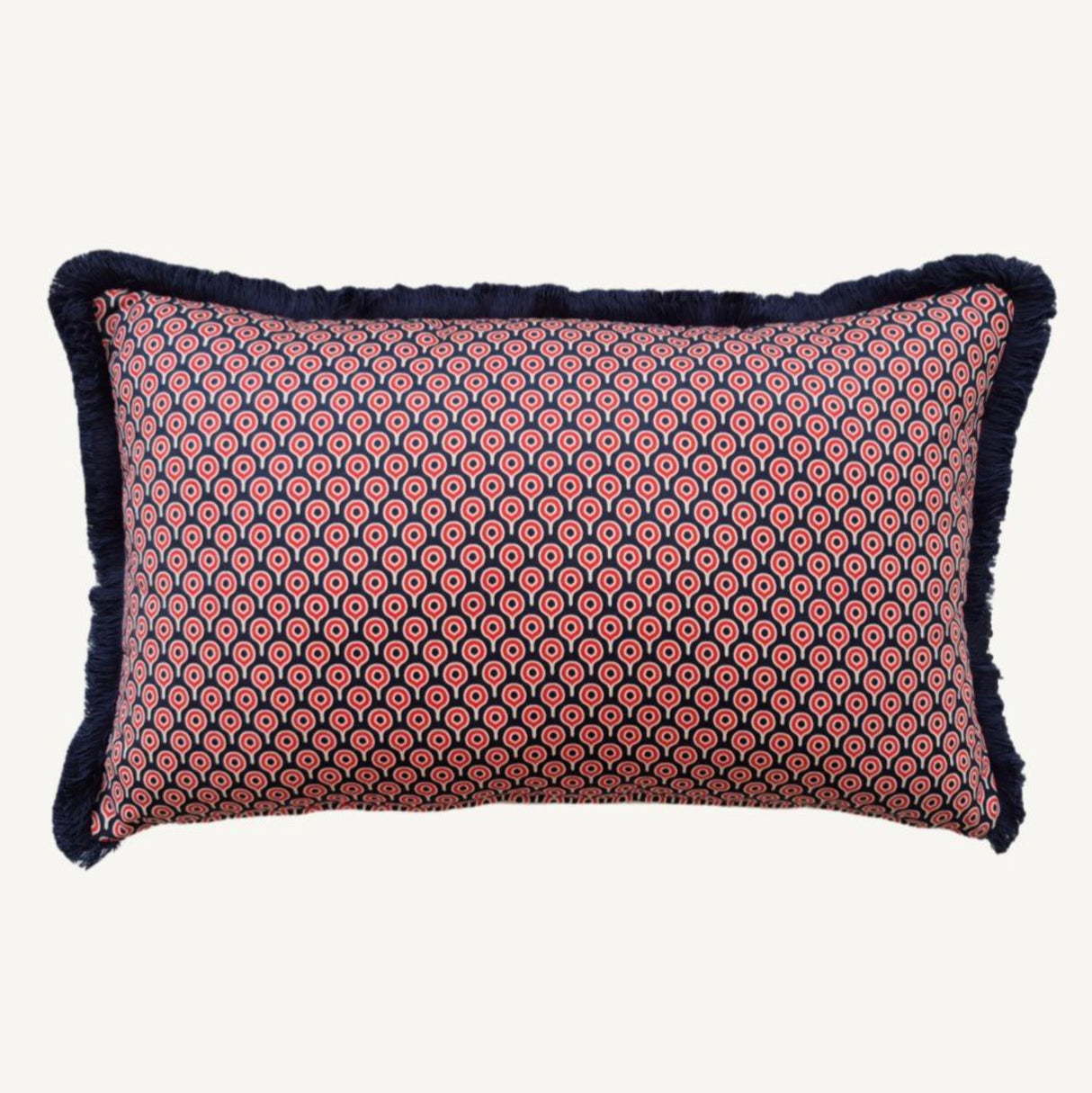 Omna Red Cushion – Faux Suede Decorative Pillow with Elegant Polycotton Ruffles