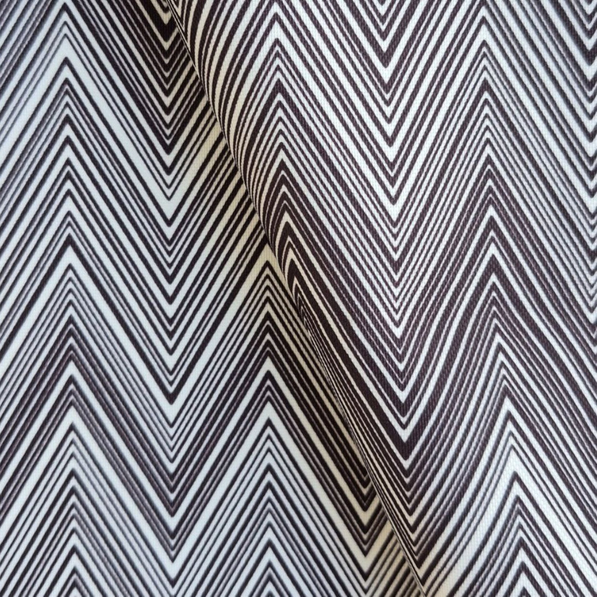 Ziggy P10 Monochrome Chevron Printed Fabric – 100% Polyester Upholstery Material, Made in Turkey