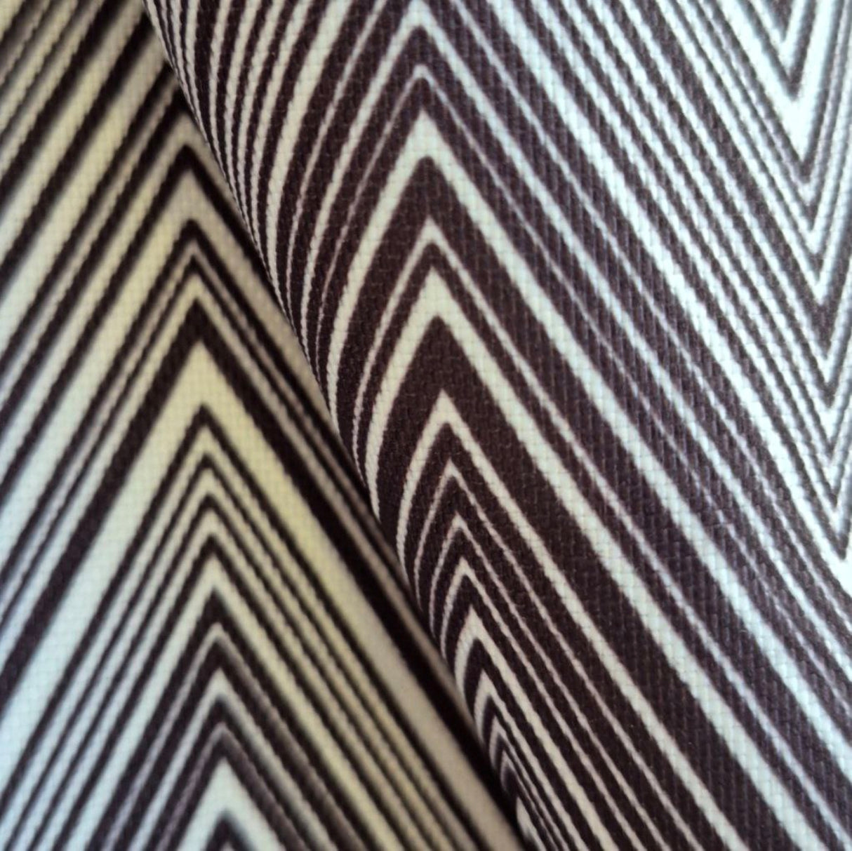 Ziggy P10 Monochrome Chevron Printed Fabric – 100% Polyester Upholstery Material, Made in Turkey
