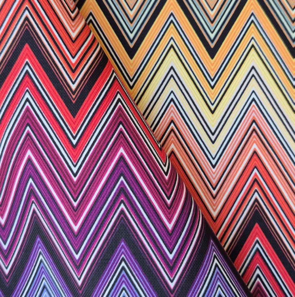 Ziggy P02 Maxi Multicolor Chevron Printed Fabric – 100% Polyester Upholstery Material, Made in Turkey