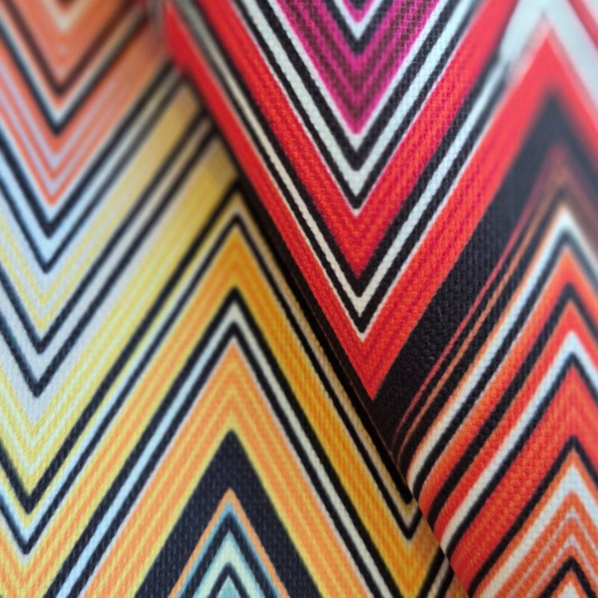 Ziggy P02 Maxi Multicolor Chevron Printed Fabric – 100% Polyester Upholstery Material, Made in Turkey