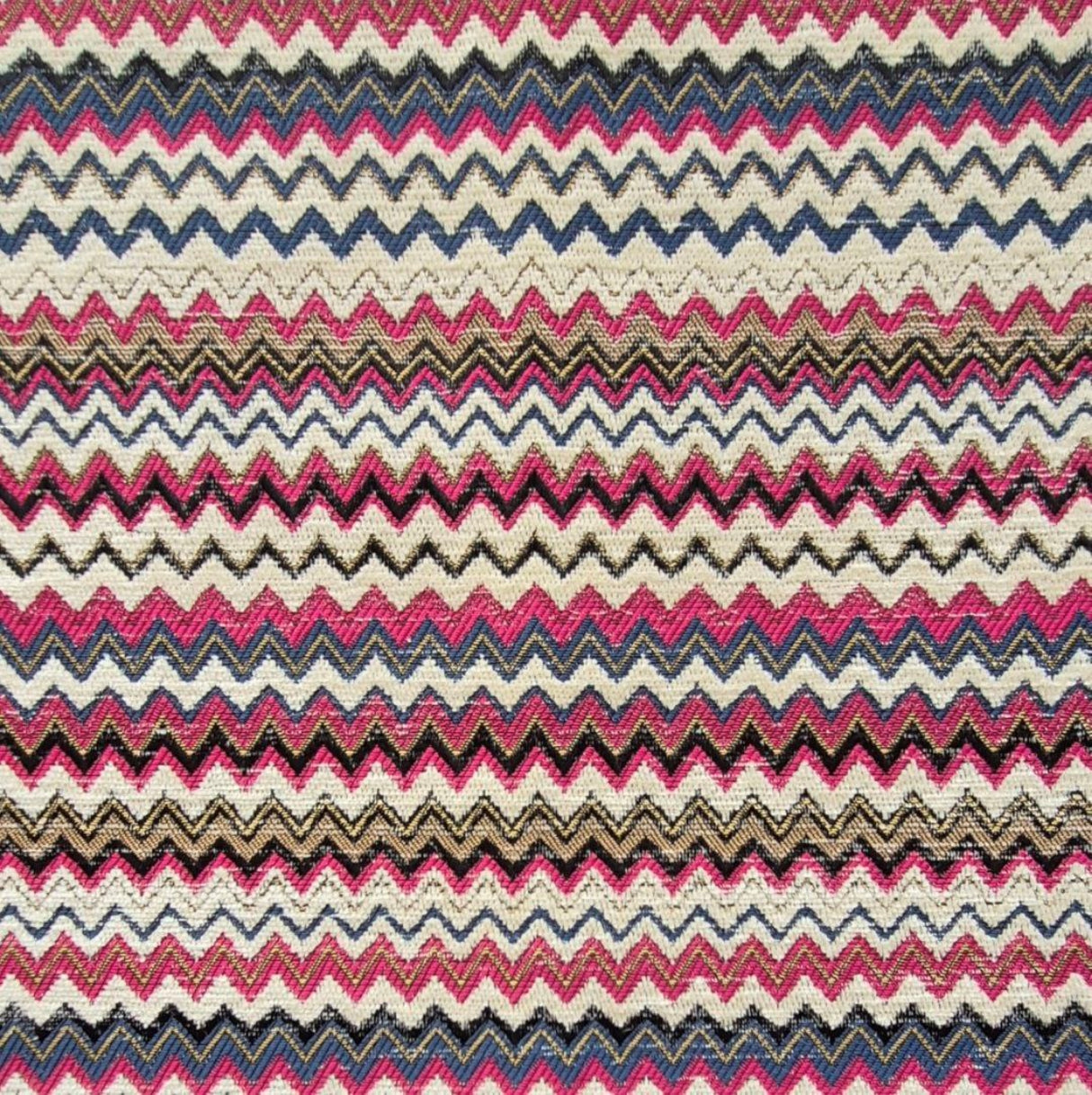 Tela de chenilla Ziggy C04 con diseño de chevrón multicolor: 100 % poliéster para tapicería y cortinas, fabricada en Turquía.